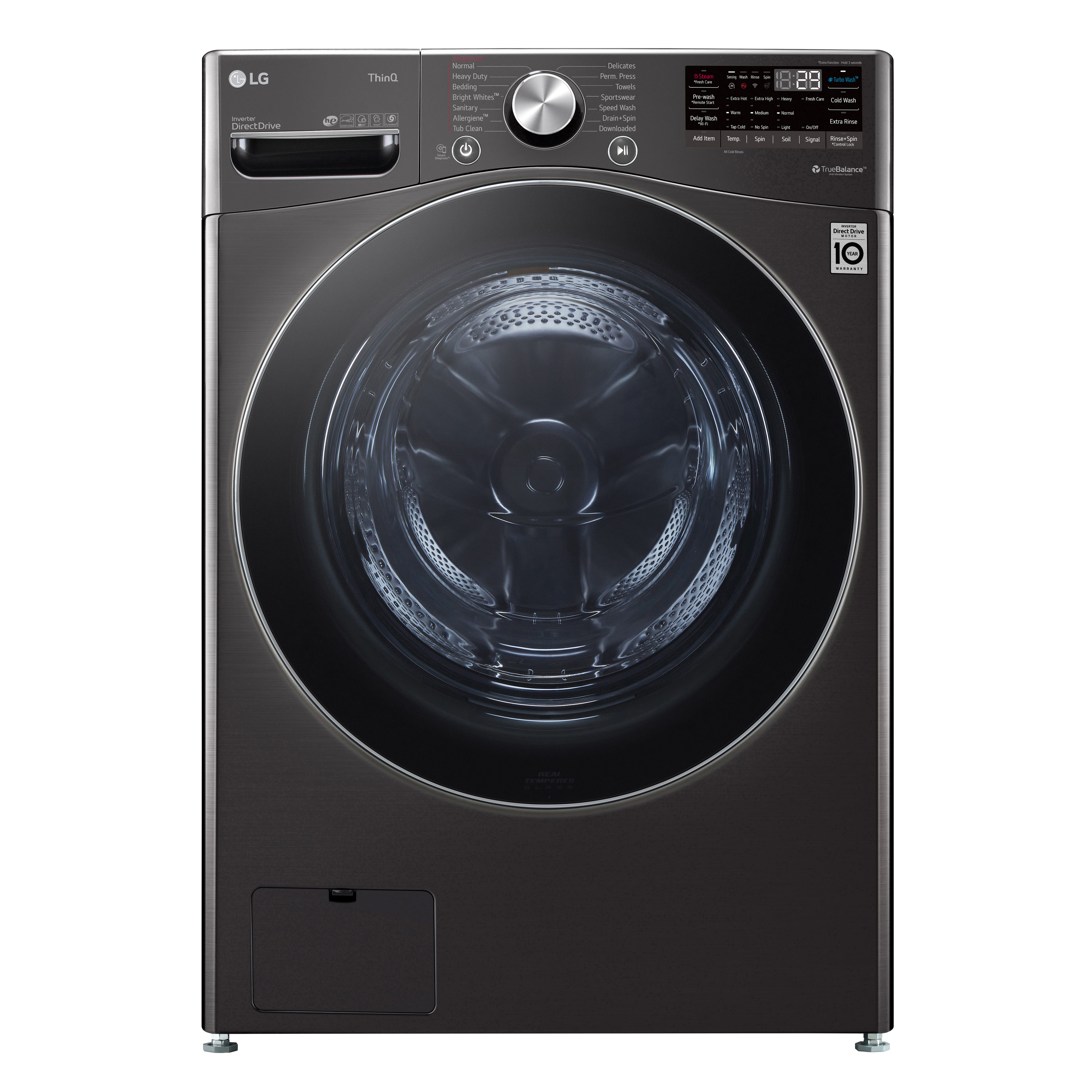 LG TurboWash 360 5-cu ft High Efficiency Stackable Steam Cycle Smart  Front-Load Washer (Black Steel) ENERGY STAR in the Front-Load Washers  department at