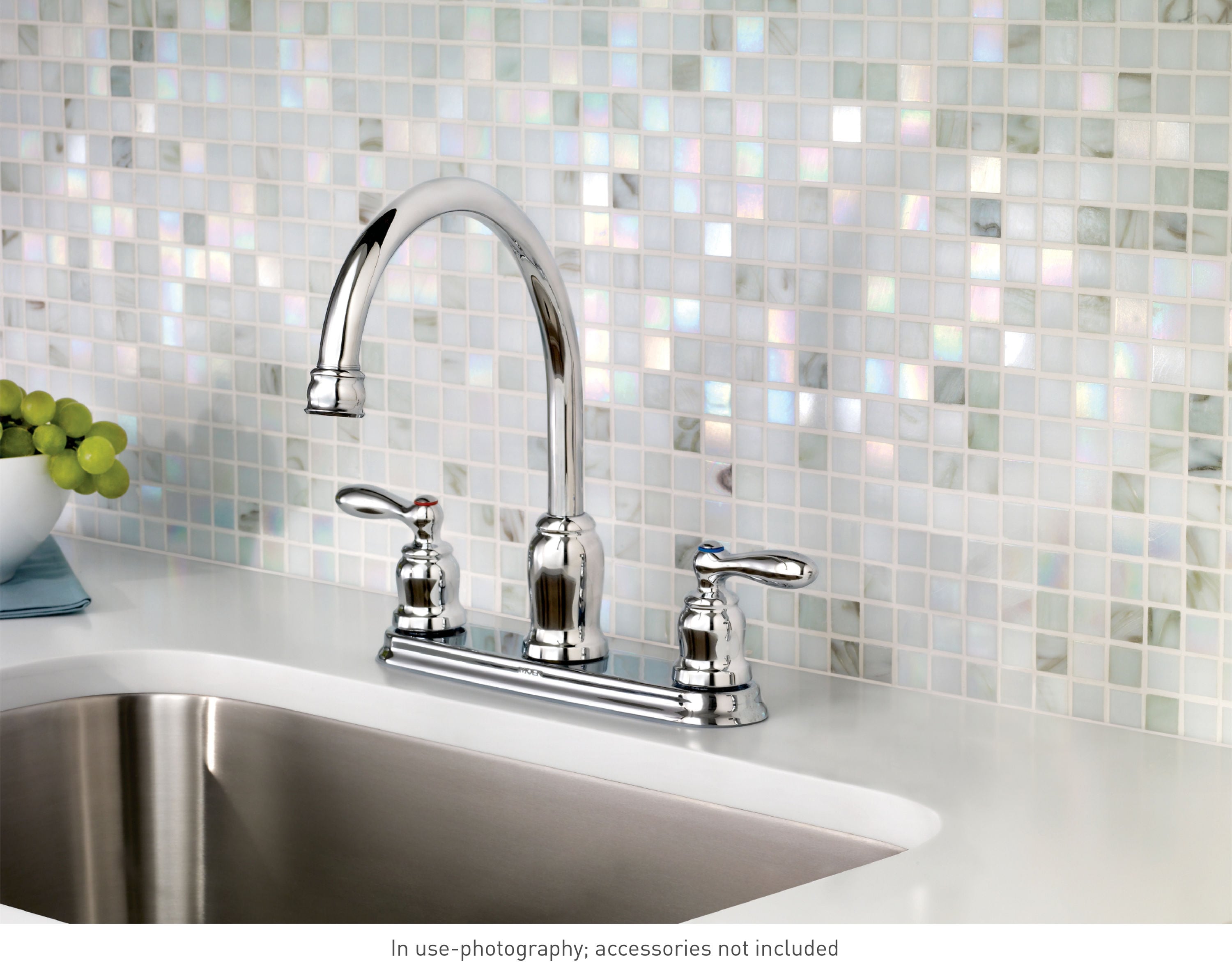 Moen Caldwell Chrome Double Handle Kitchen Faucet (Deck Plate Included)  87859 at Lowes.com