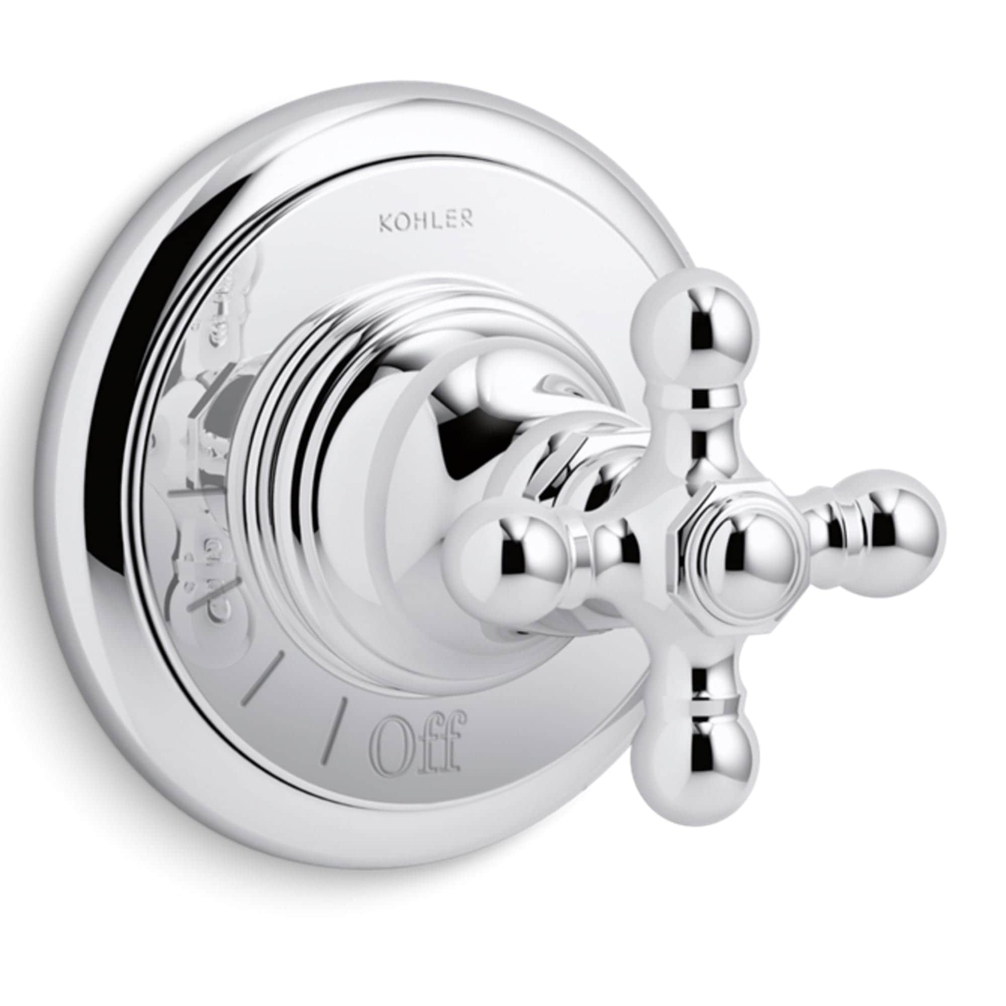 Polished Chrome Cross Handle Wall-Mounted Valve Trim