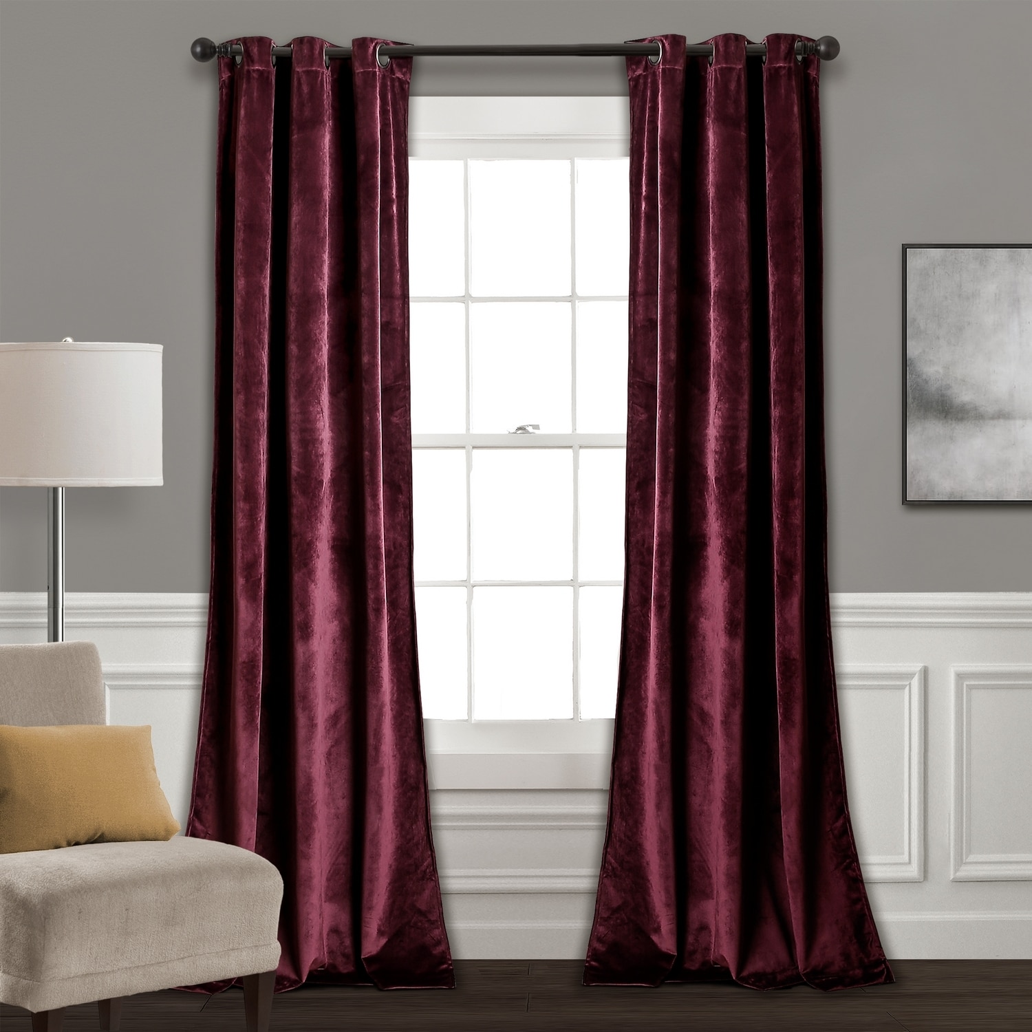 Lush Decor 16T001875 84-Inches Plum Light filtering Grommet Curtain panel pair