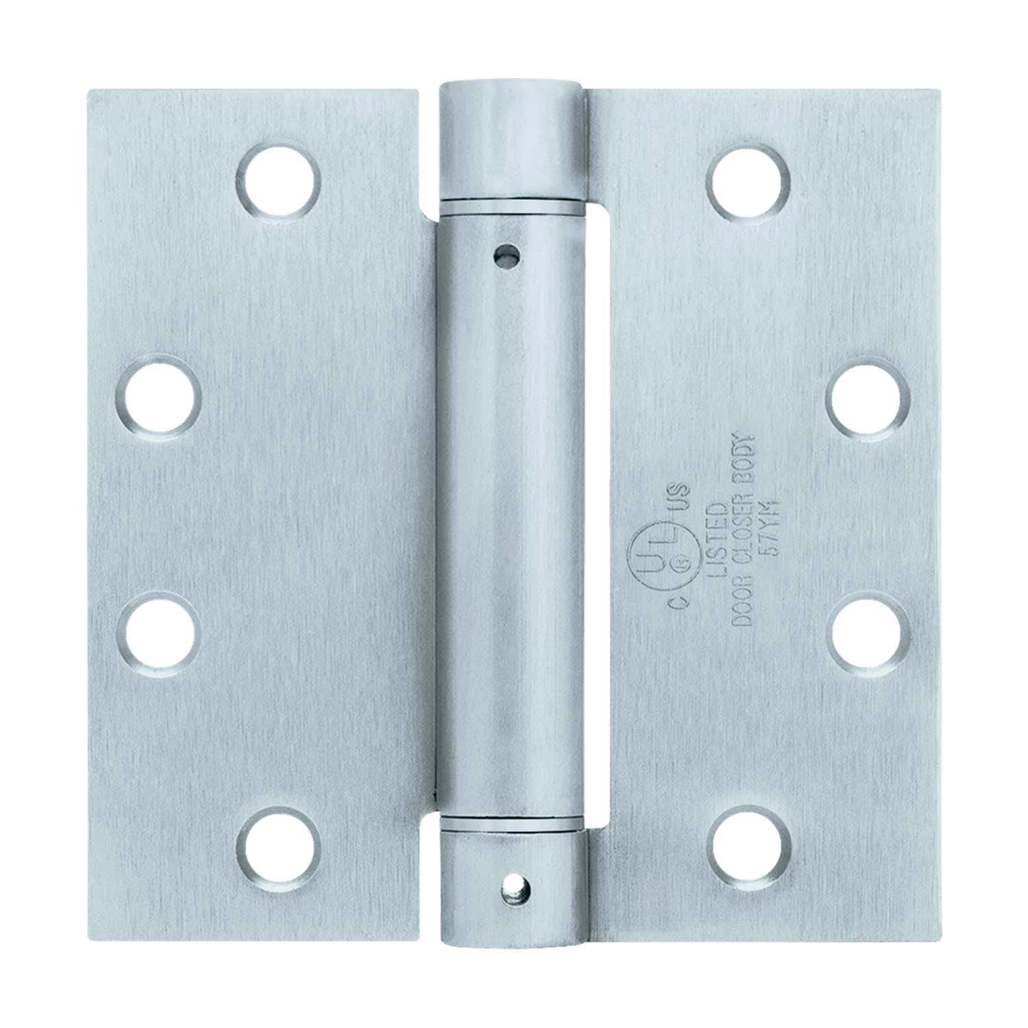 Nuk3y H45S-00SC 4-1/2-in H Square Satin Chrome Spring Interior/Exterior Door Hinge