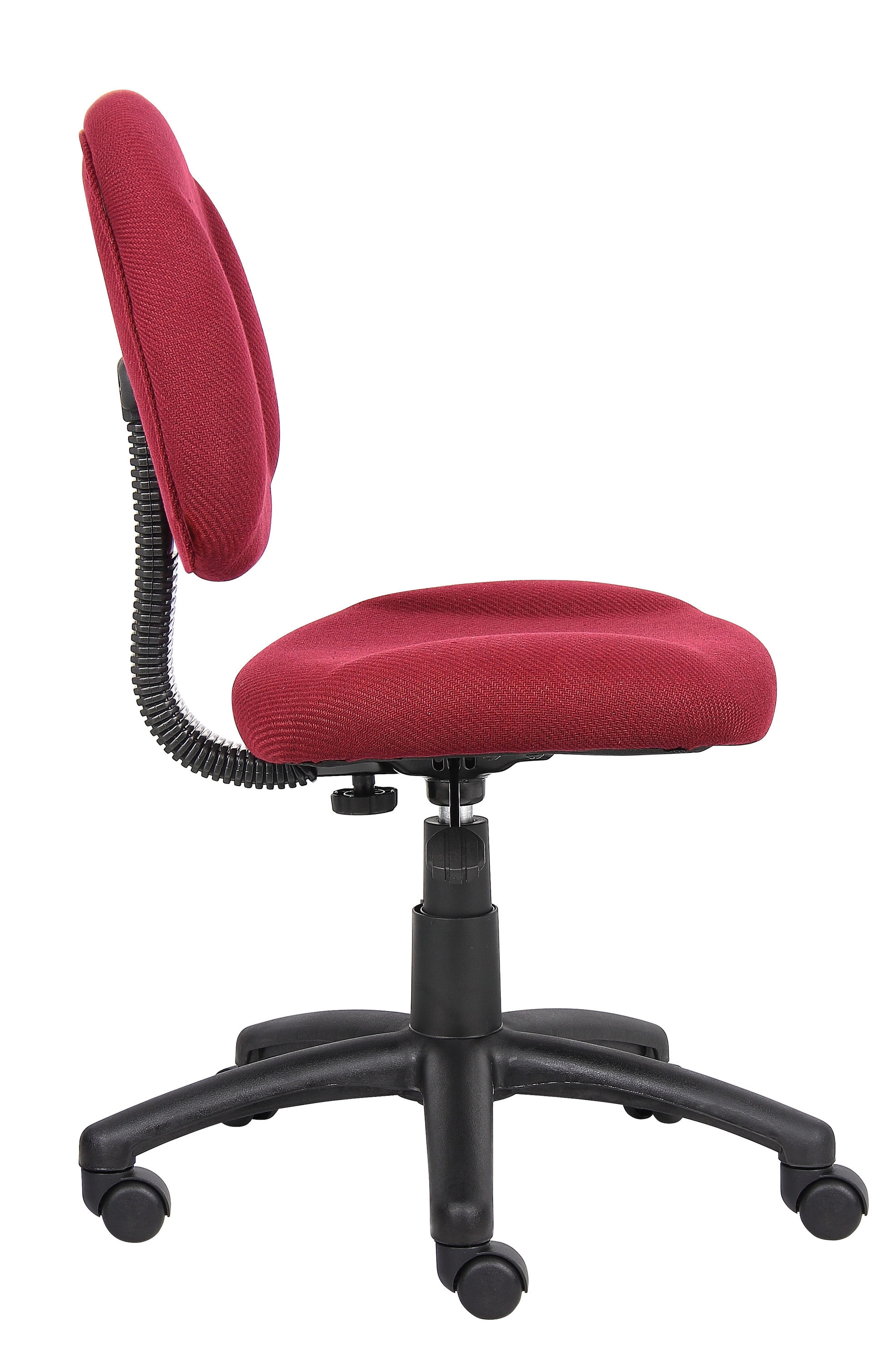 Burgundy Ergonomic Armless Fabric Office Chair