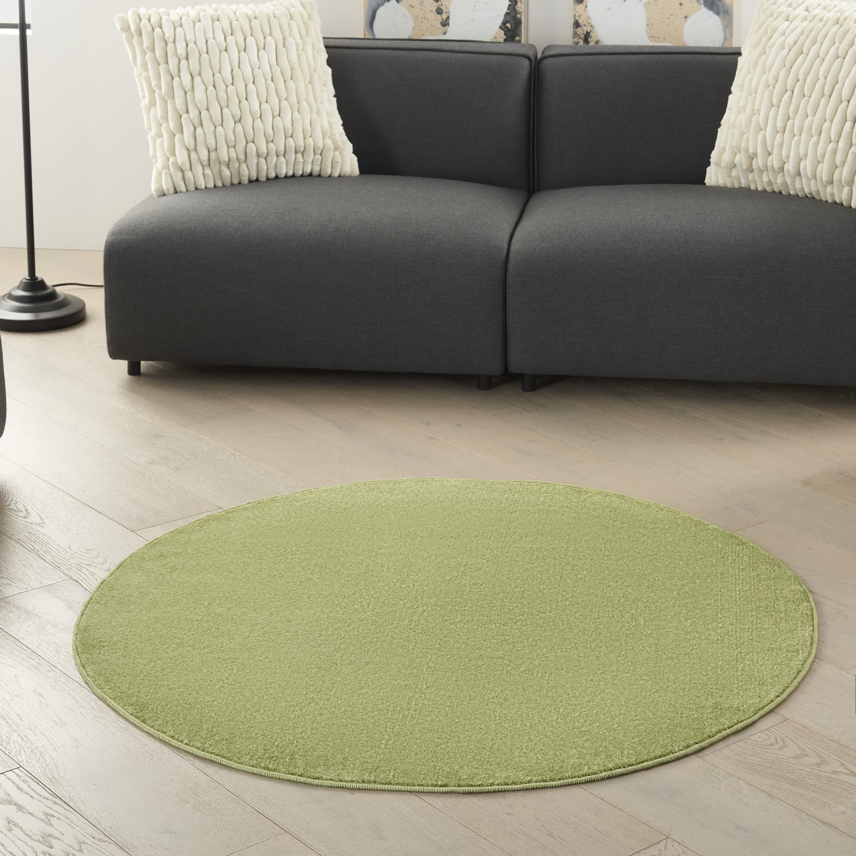 Nourison 099446823724 Essentials 4 x 4 (ft) Loomed Polypropylene Green Round Indoor/Outdoor Solid Area rug
