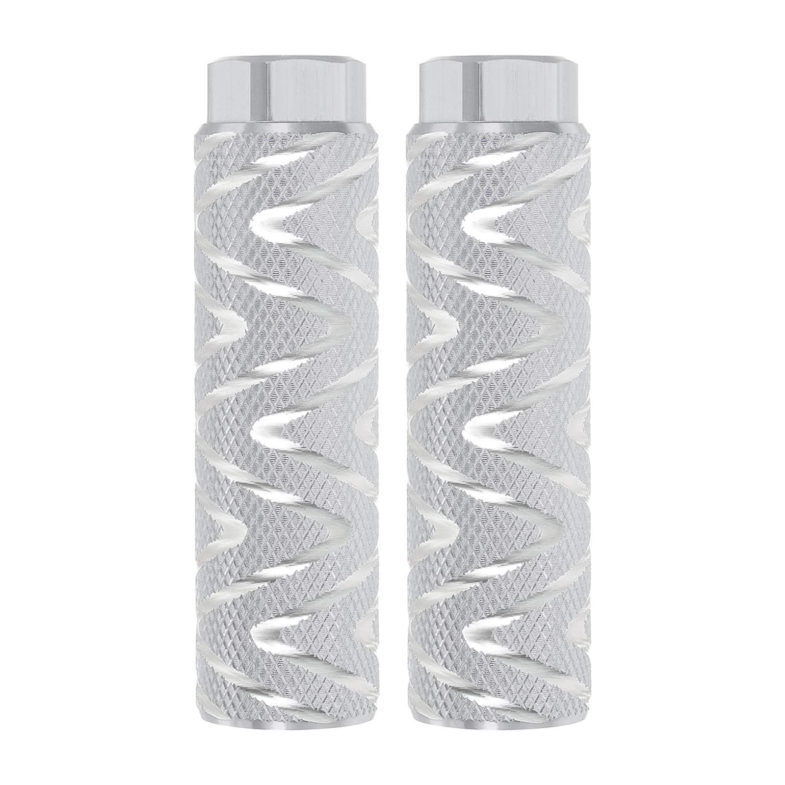 PATIKIL Bike Pegs Fit 3/8 Inch Axles 2pcs Aluminum Alloy Anti-Skid Lead Foot Bicycle Peg Back Seat Stands with Stripe for BMX Mountain Dirt Bike Cycling Rear Stunt Pegs White