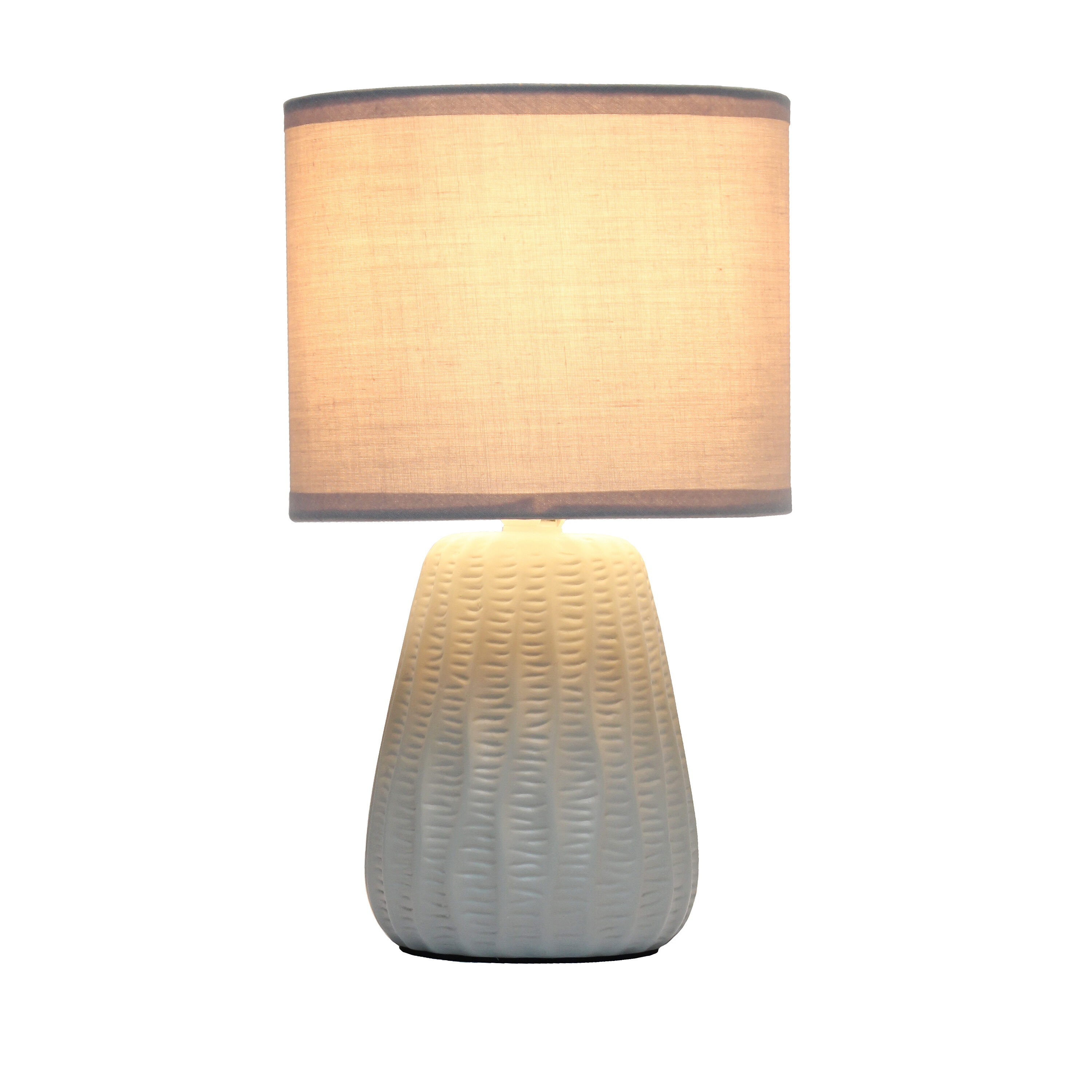 Simple Designs 11 02 In Gray Led Table Lamp With Fabric Shade In The   64197466 