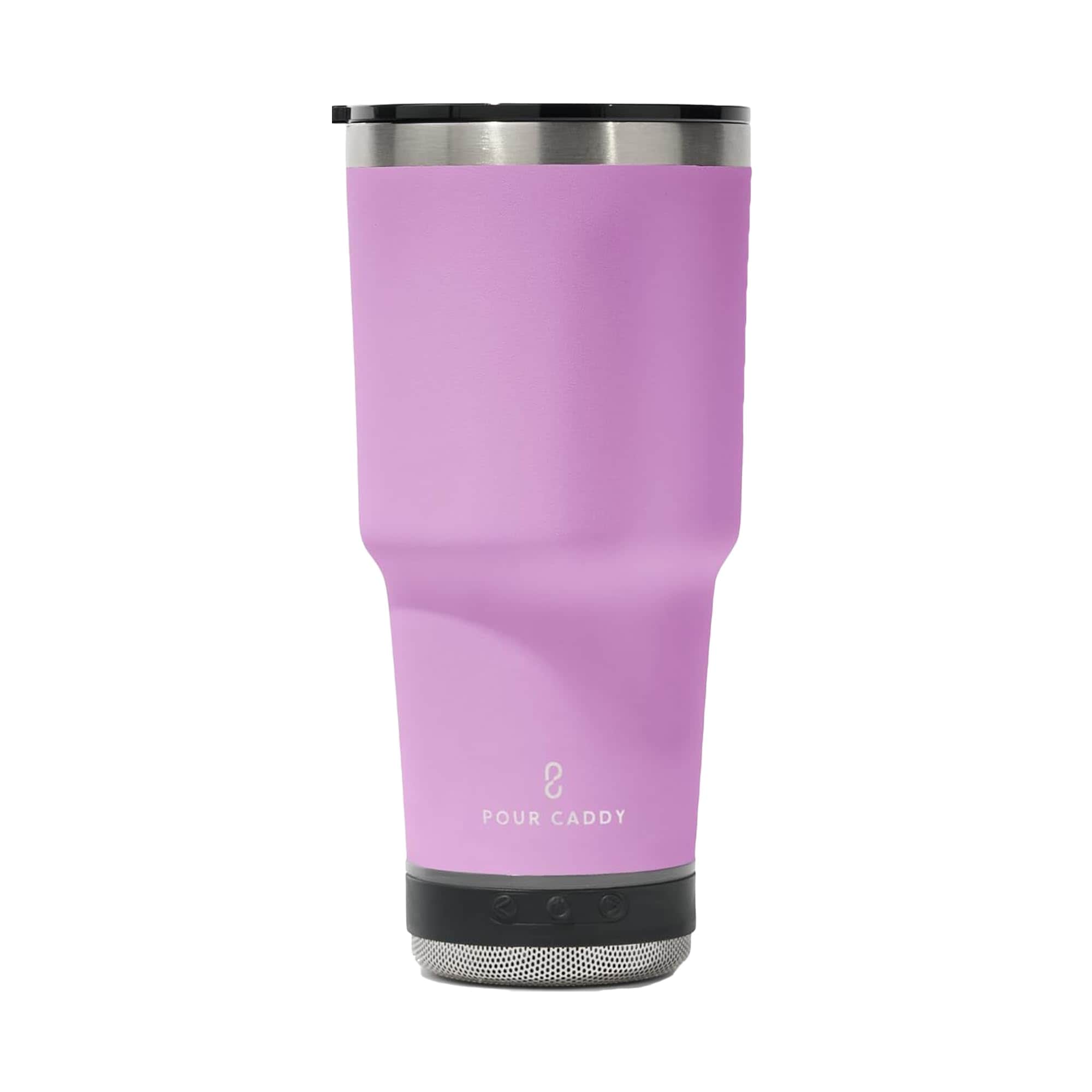 Rage Go Caddy 28 oz Tumbler with Bluetooth Speaker Insulated Stainless Steel Travel Cup with Lid Hot Cold Drink Beve Container Removable Speaker with Microphone Rubber Base Pink #DIB-BK-613238QTY-1