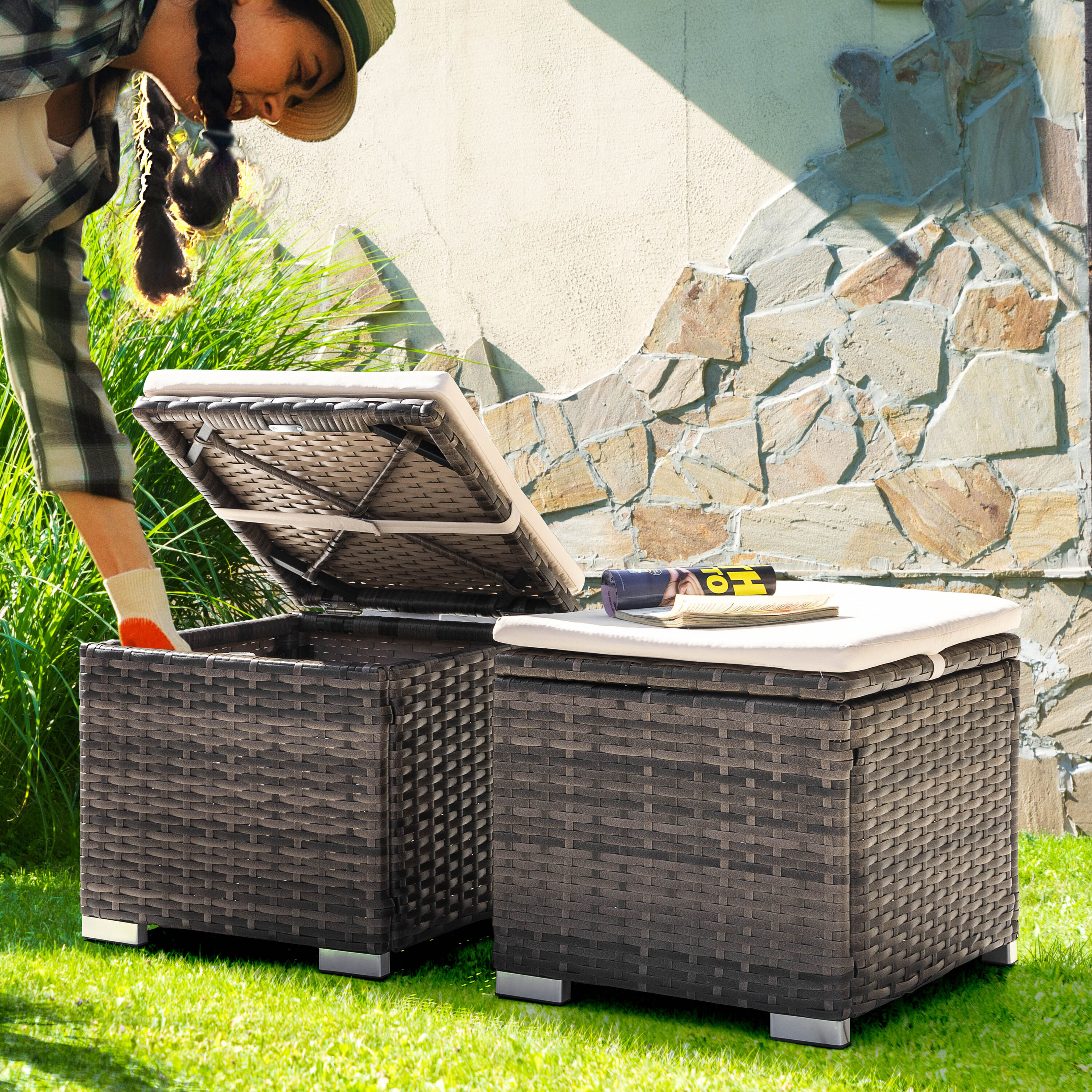 Outdoor Ottomans & Foot Stools Frame Type Metal