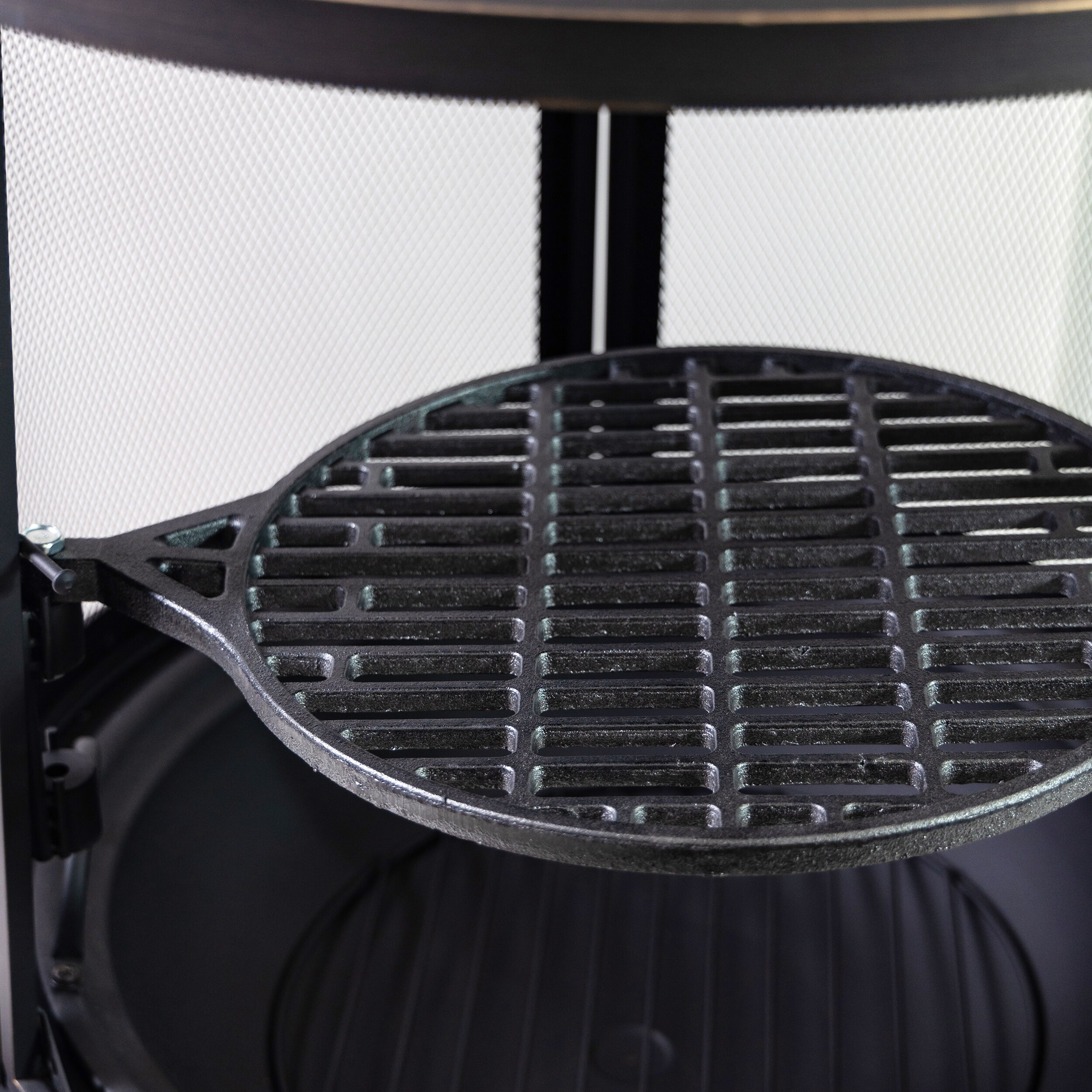 Black Steel Chimney Fire Pit with Cast Iron Grill