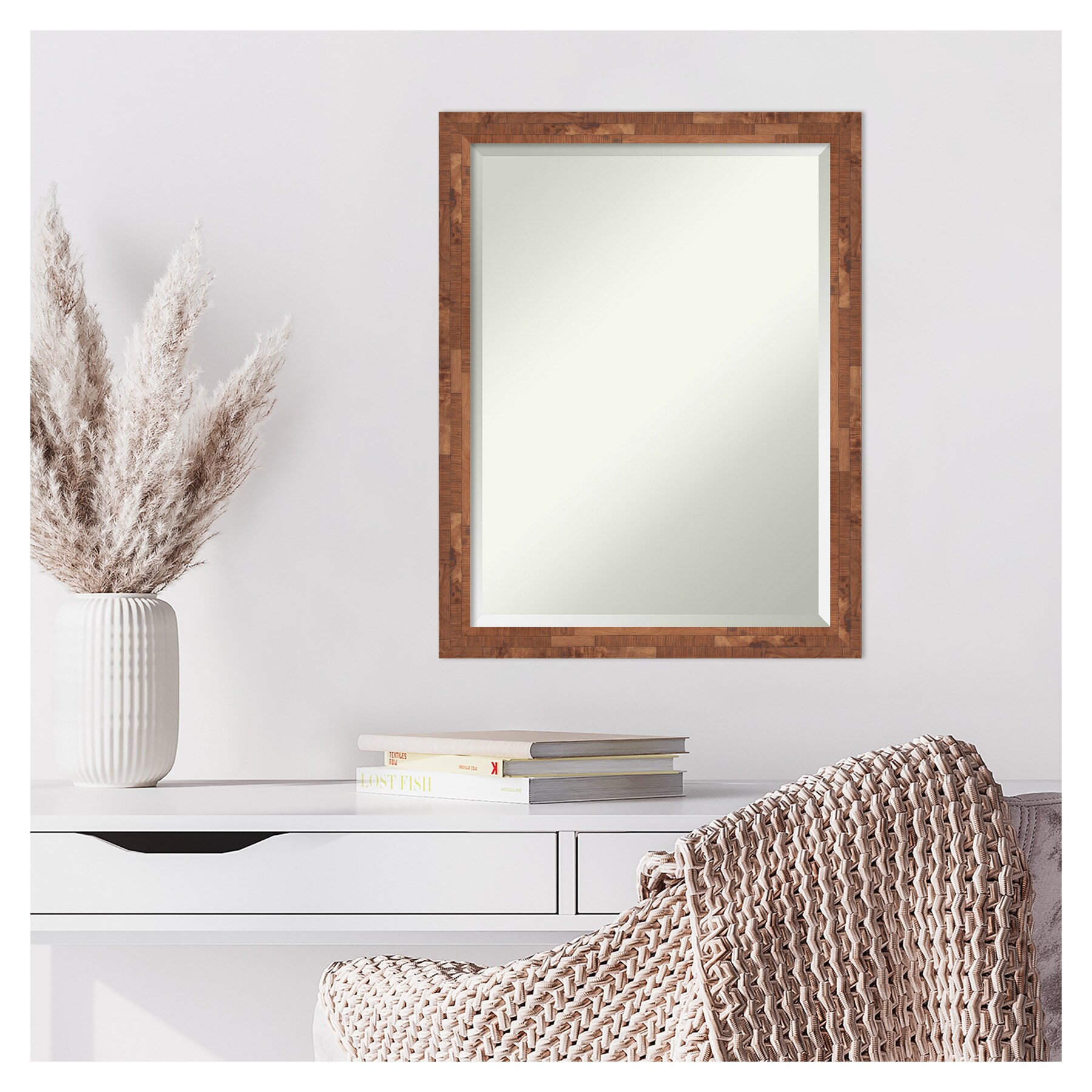Amanti Art Fresco Light Pecan Frame 20.5-in W x 26.5-in H Brown Framed Wall  Mirror in the Mirrors department at