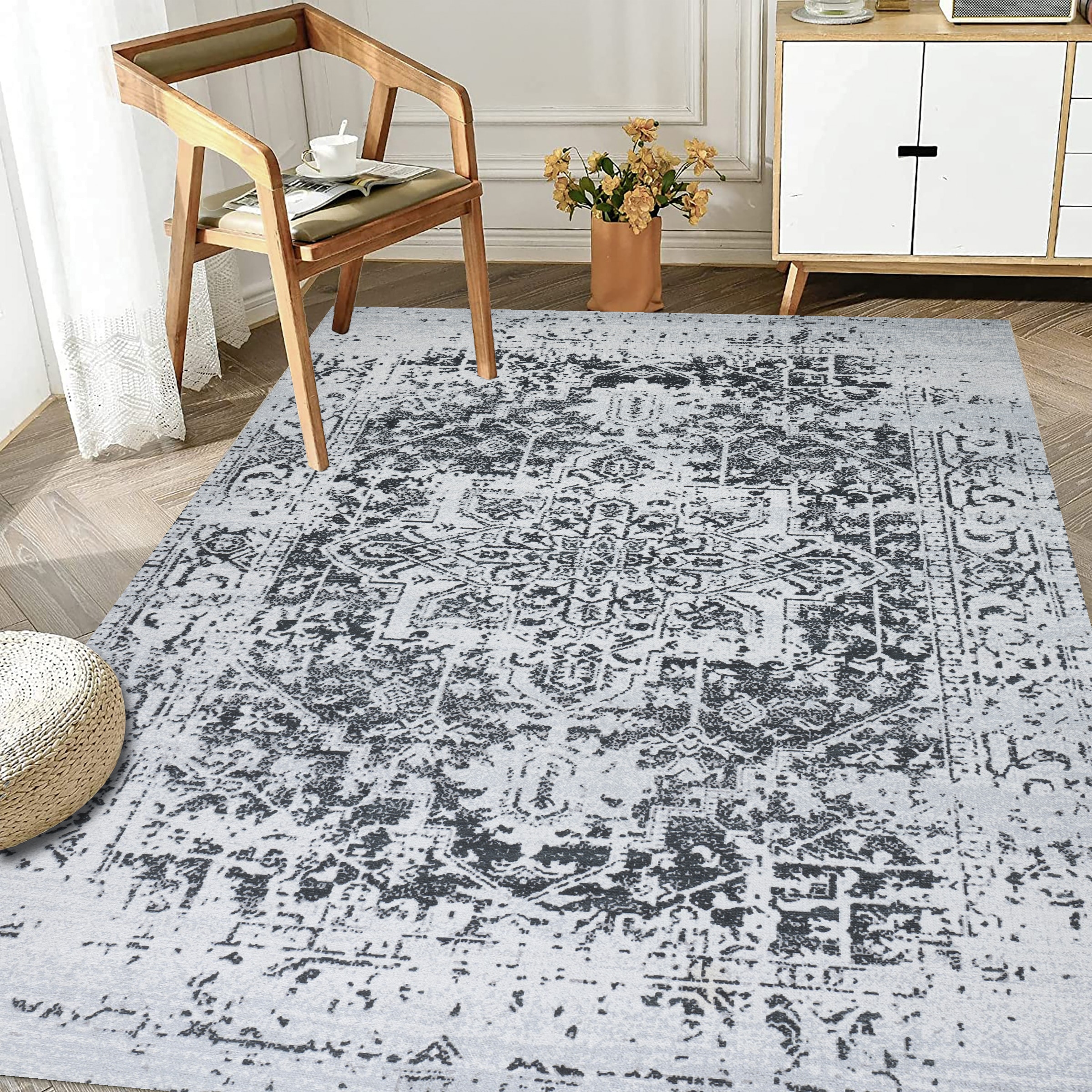 Playa Rug PLY-HMY-BLK-9X12 9 x 12 (ft) Polyester Himalayas-Black Beige Rectangular Indoor Floral/Botanical Area rug