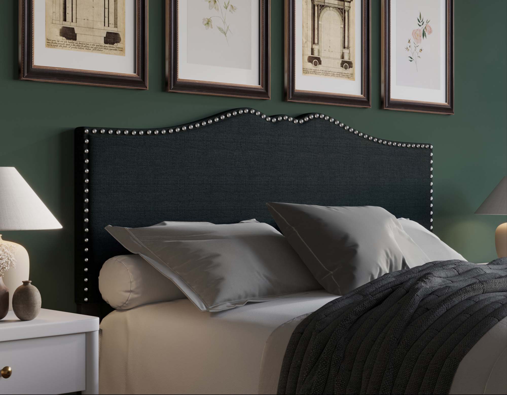 CasePiece C8375TUHB-CGY-LN Charcoal Grey Twin Linen Upholstered Headboard