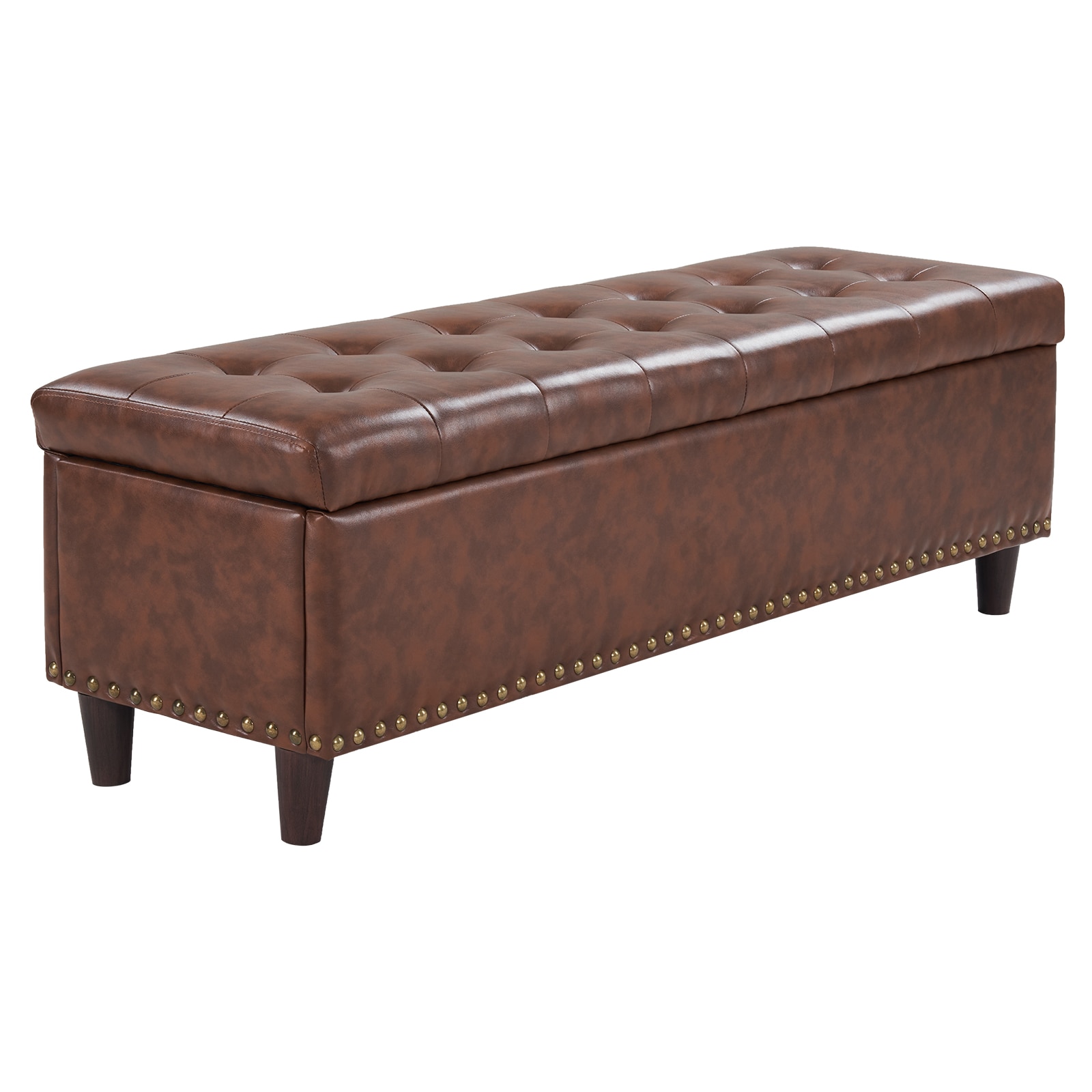 Outopee LO1G98000332 Modern Brown Faux leather Storage Ottoman