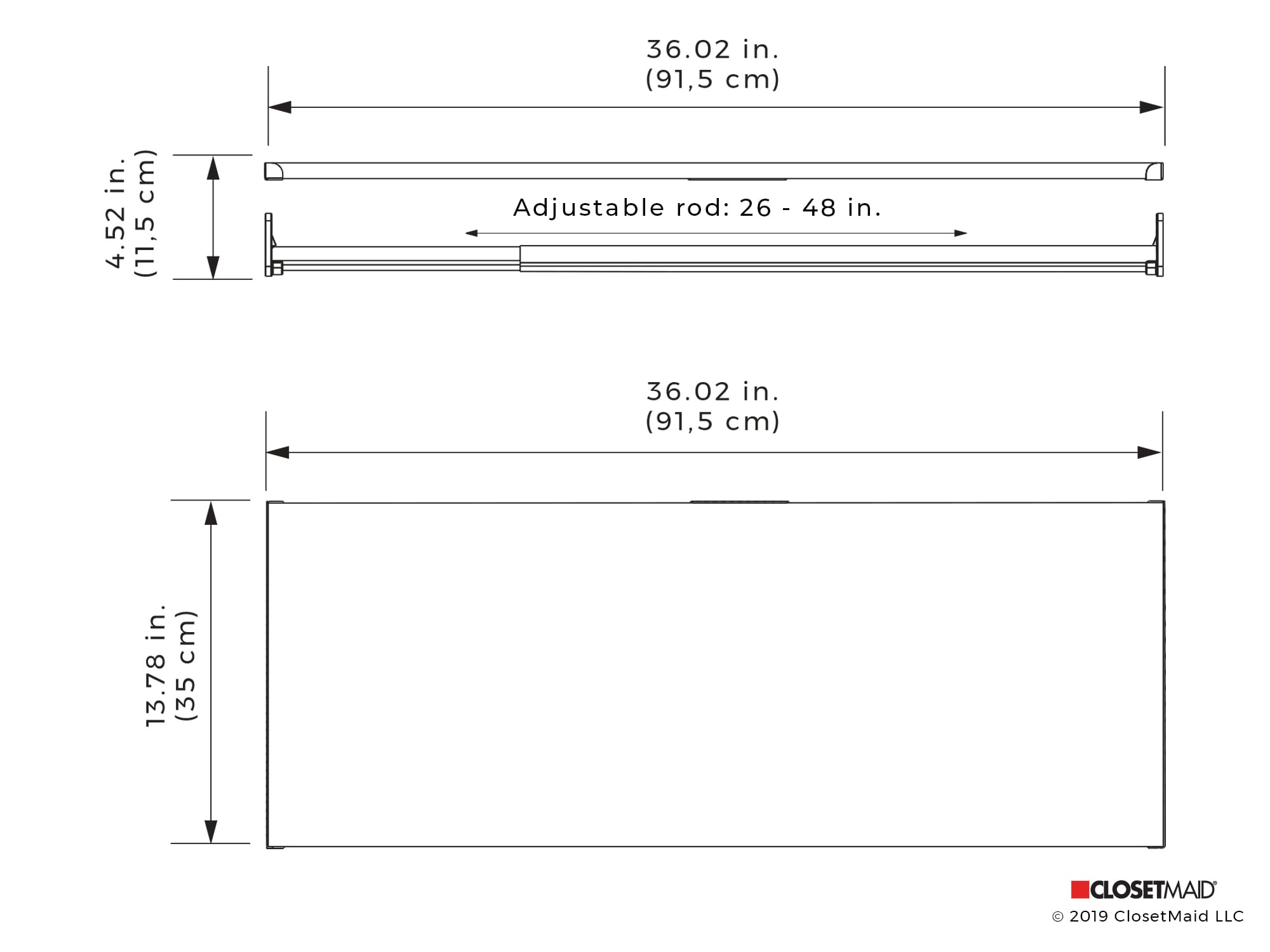 ClosetMaid 4567 Modular Closet Storage Shelf and Hang Rod Kit White