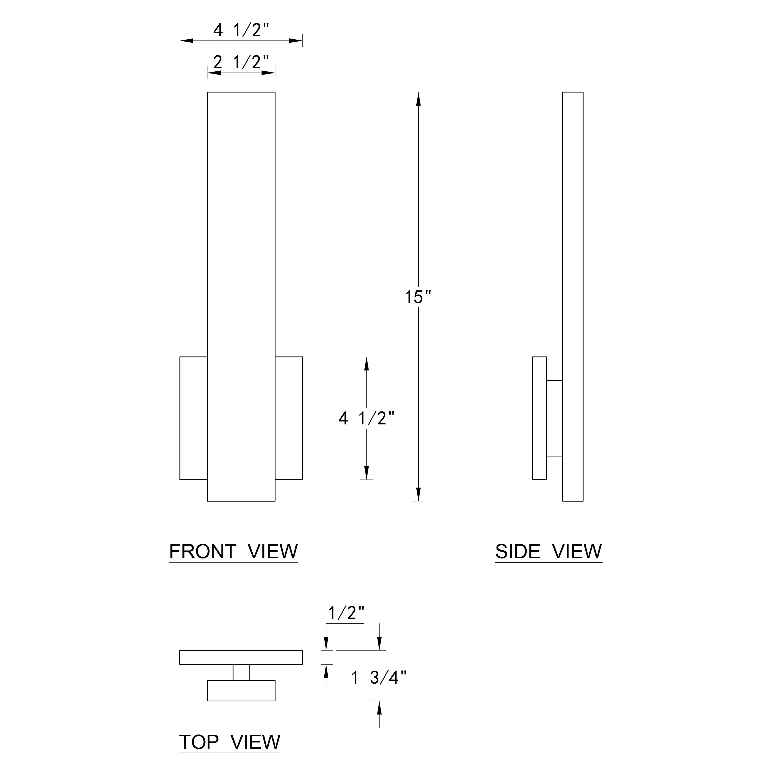 Sleek Matte Black 15" Outdoor LED Wall Sconce with Frosted Diffuser