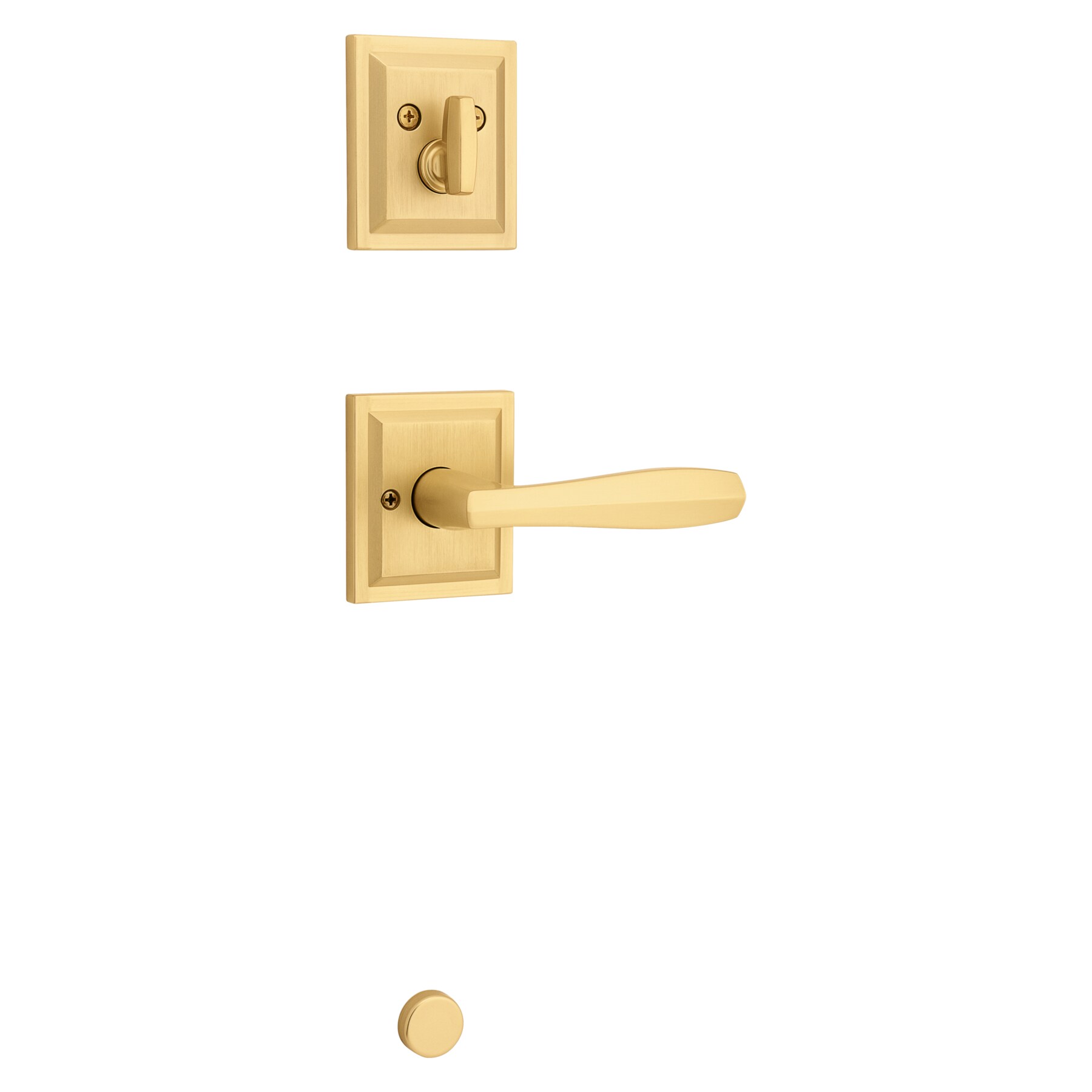 Baldwin Prestige Series Torrey Pines Satin Brass Single-Cylinder Keyed Entry Door Handleset with Torrey Lever and SmartKey