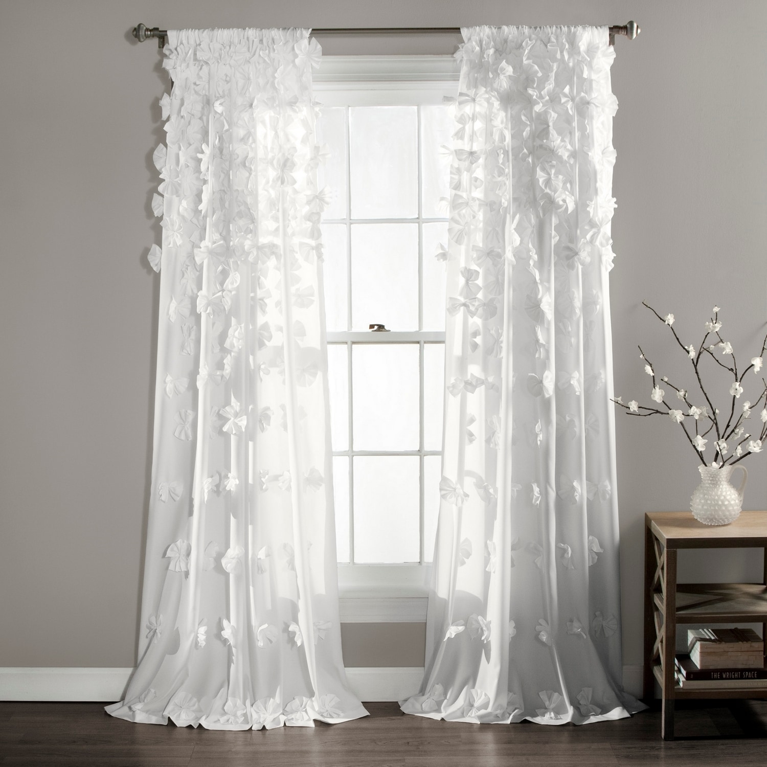 Lush Decor 16T004483 108-Inches White Rod pocket Single curtain panel