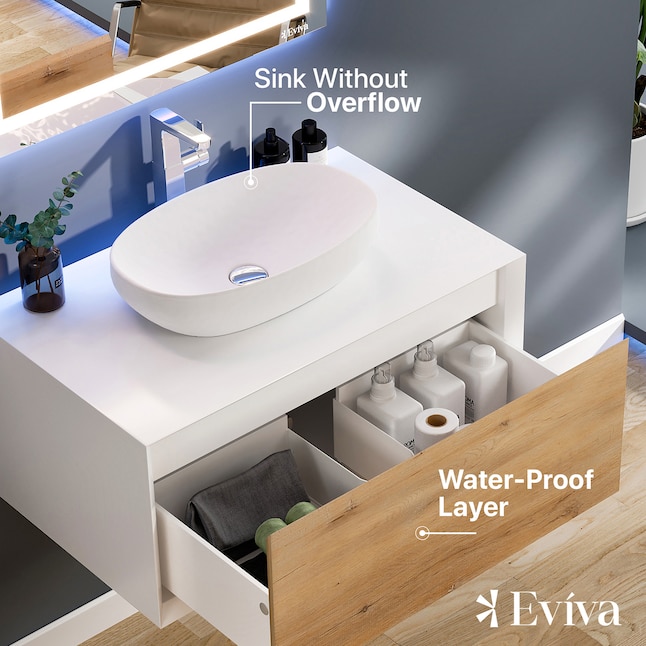 Eviva Santa 36-in Matte White Single Sink Floating Bathroom Vanity with ...