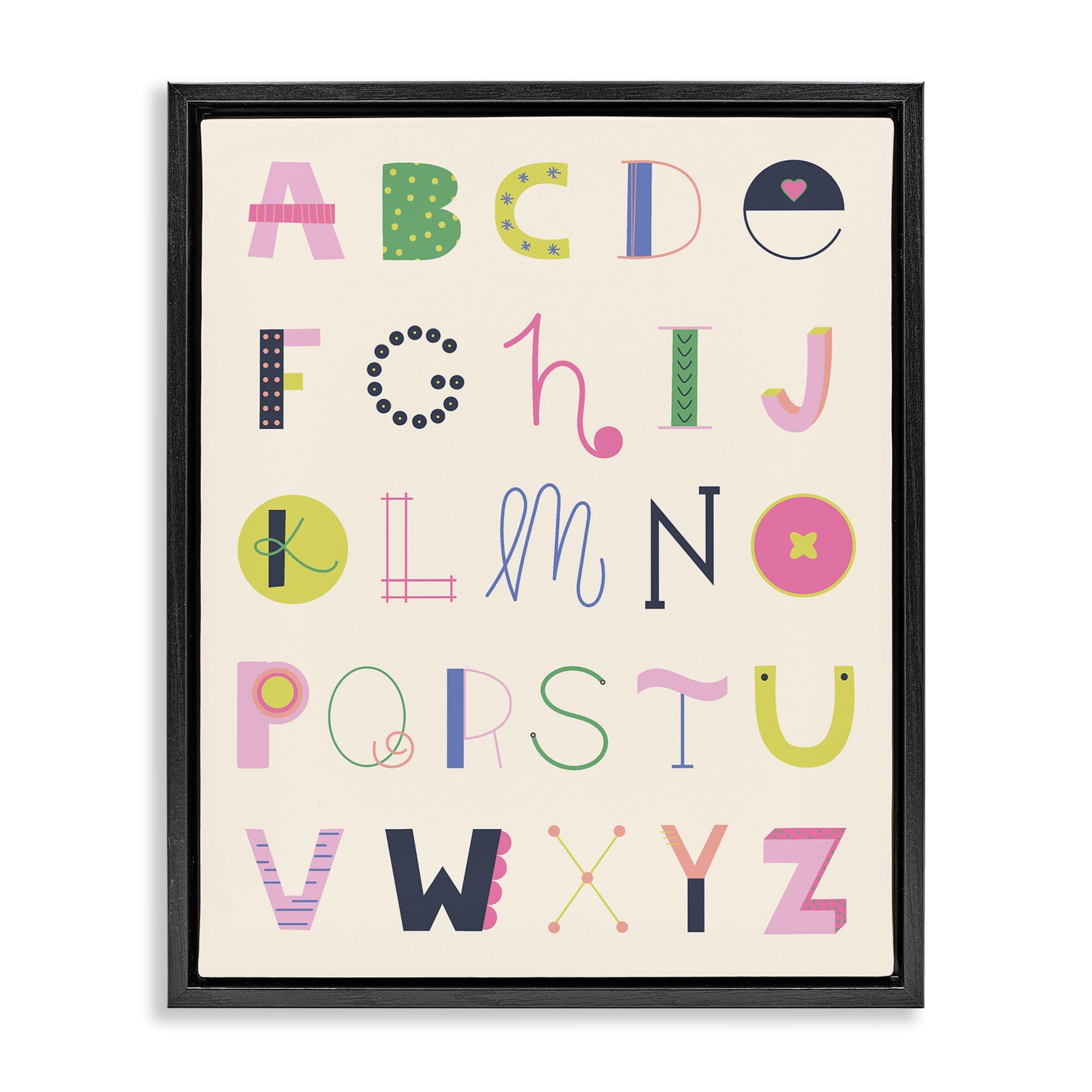 Stupell Industries BT-502-FFB-24X30 Eclectic Alphabet Letters Floating Frame design by Sazerelli Designs