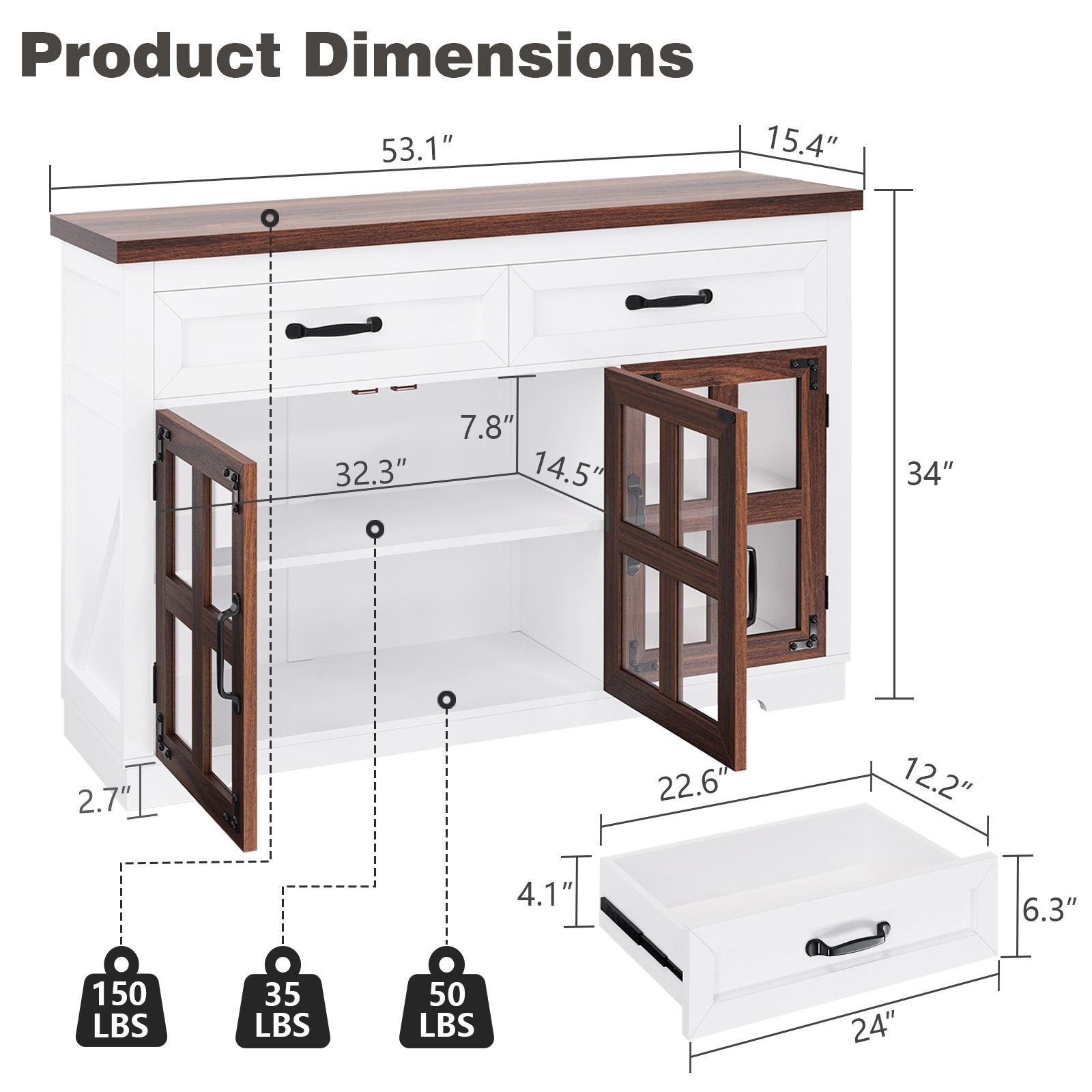 Pocassy GREATANTS-SNBS015WT Filing-Cabinets - View #2