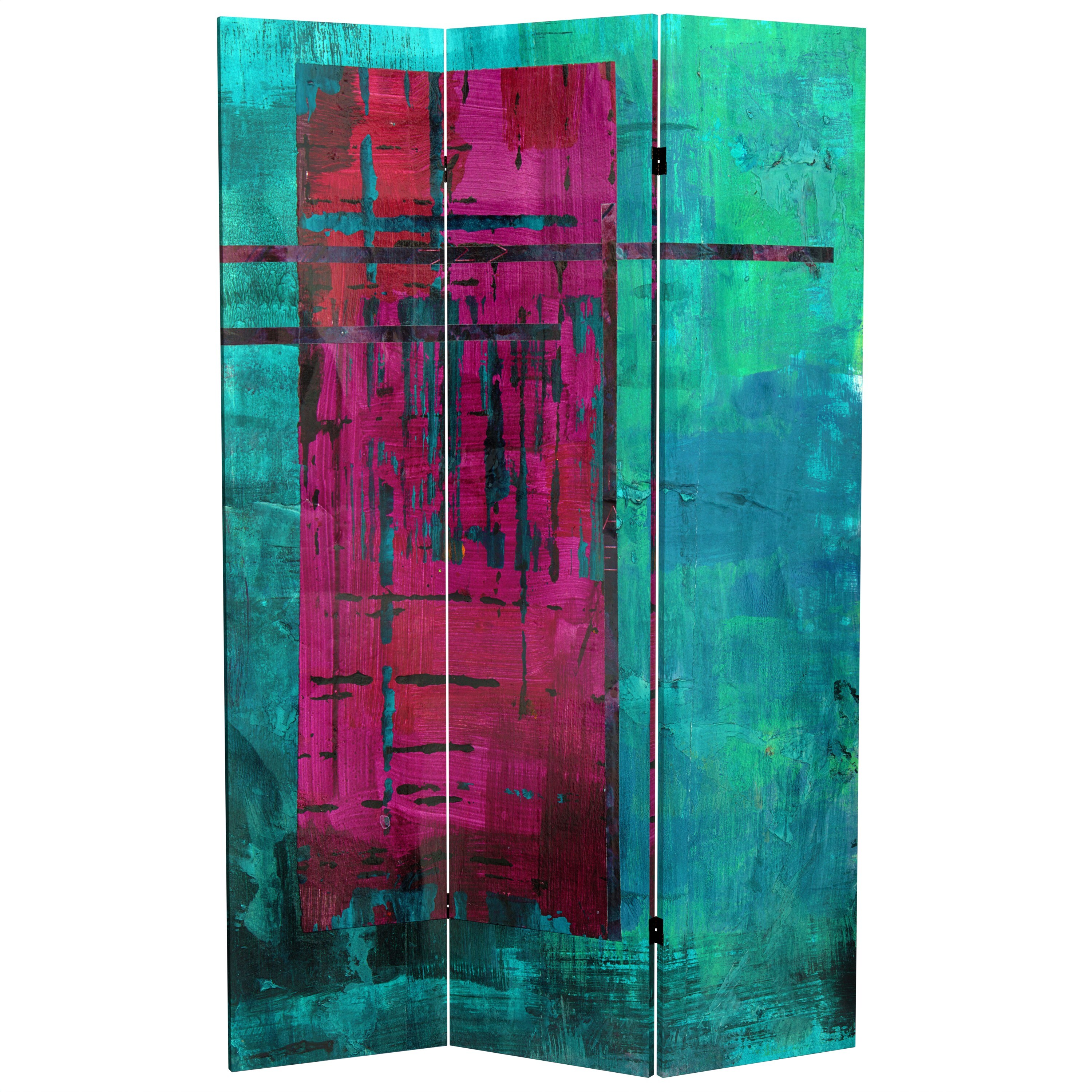 Red Lantern CAN-GITA64 3-Panel Printed Canvas Fabric Folding Contemporary/Modern Style Room Divider