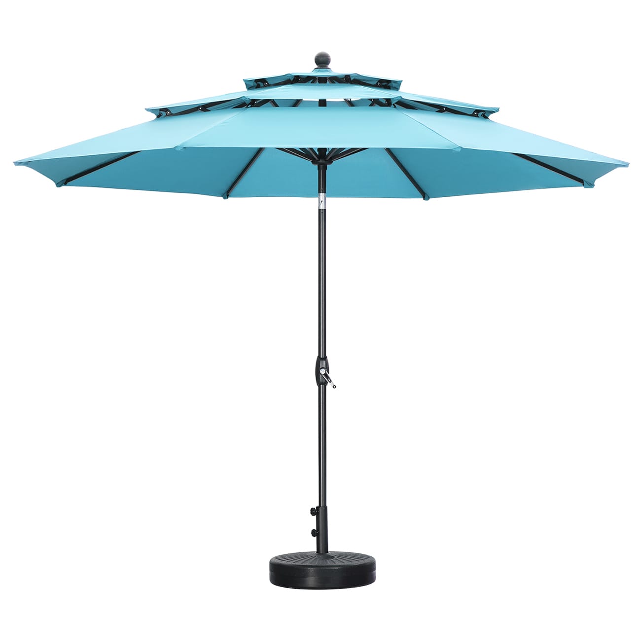 Ainfox Blue 3-tier Octagon Patio Umbrella - Steel Frame - Manual 