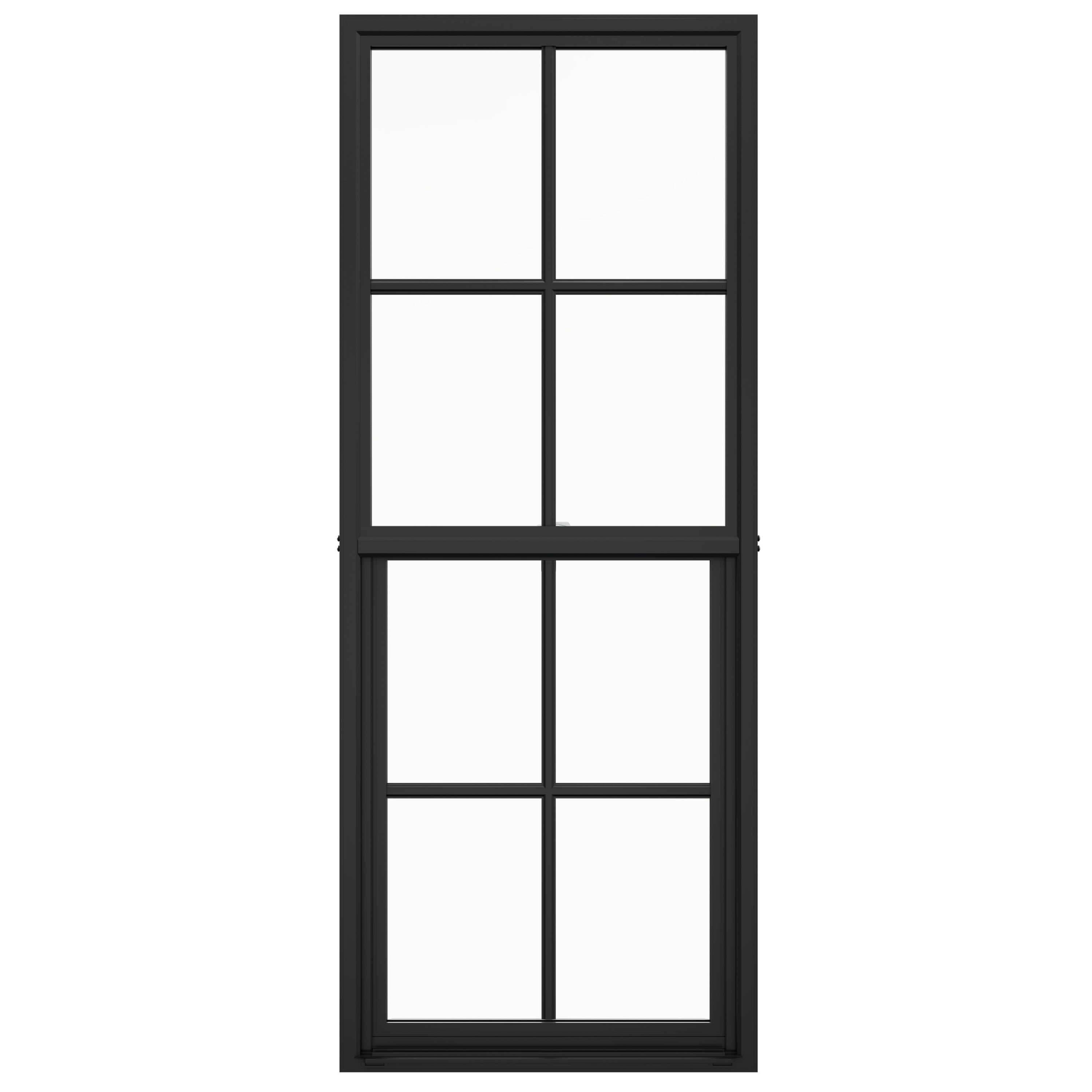 JELD-WEN LOWOLJW242200065 FiniShield V-4500 25-1/2-in x 64-1/2-in Black Exterior Vinyl New construction Single Hung Window Low-E argon Double Pane Glass with Grids, (Full Screen Included)