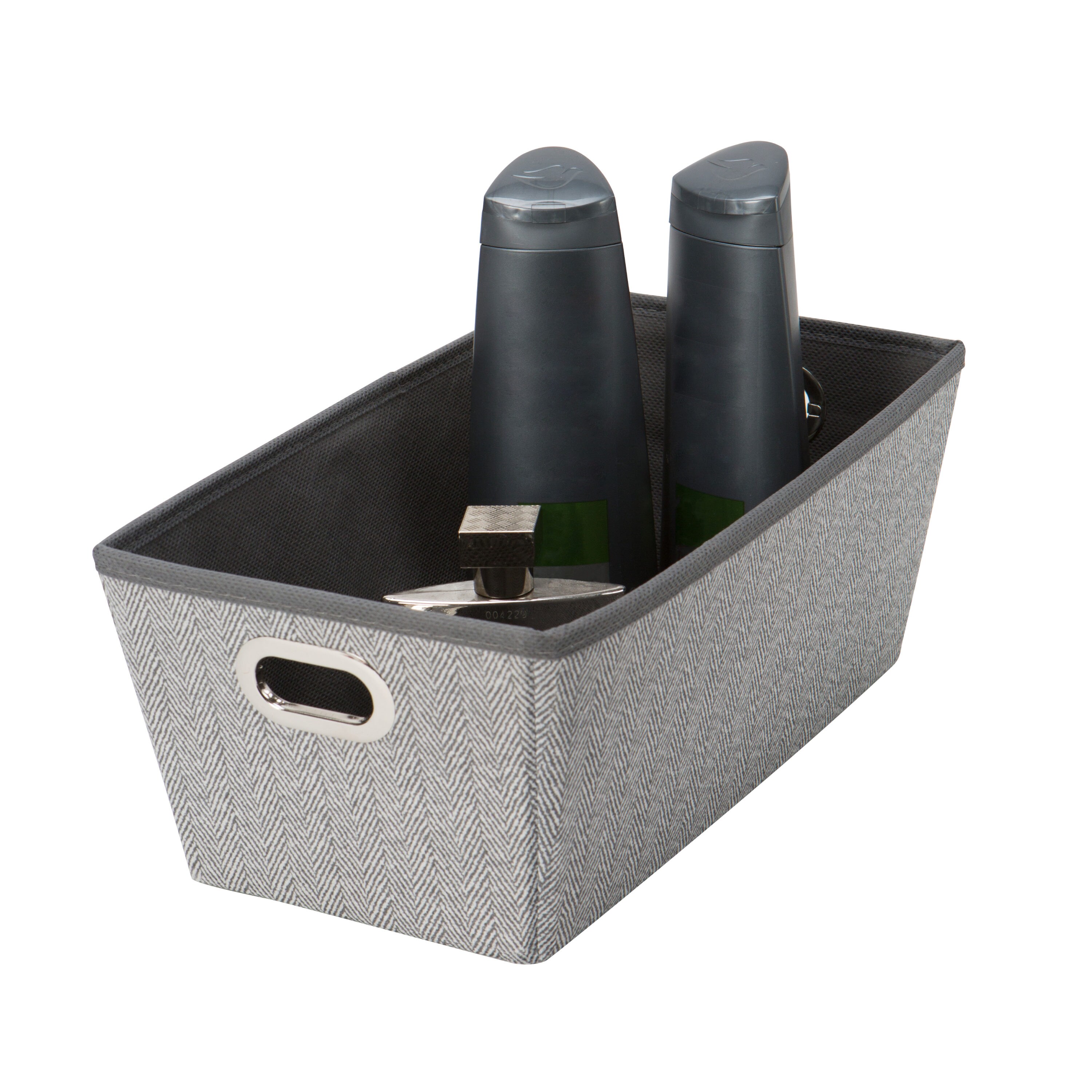 Simplify 3 Pack Small Herringbone Plastic Storage Basket In Grey 