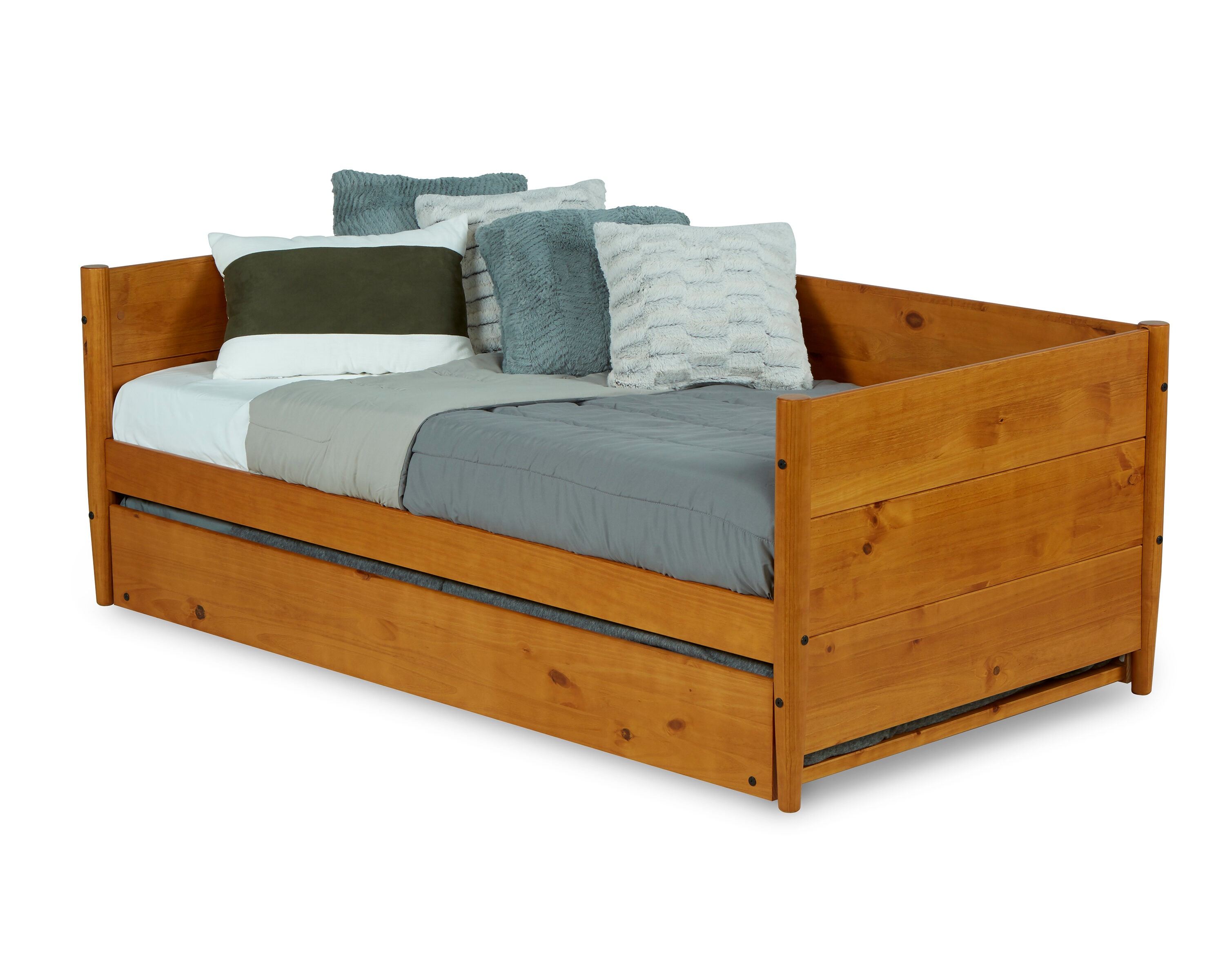 Camaflexi Mid-Century Modern Castanho Twin Wood Daybed Bed