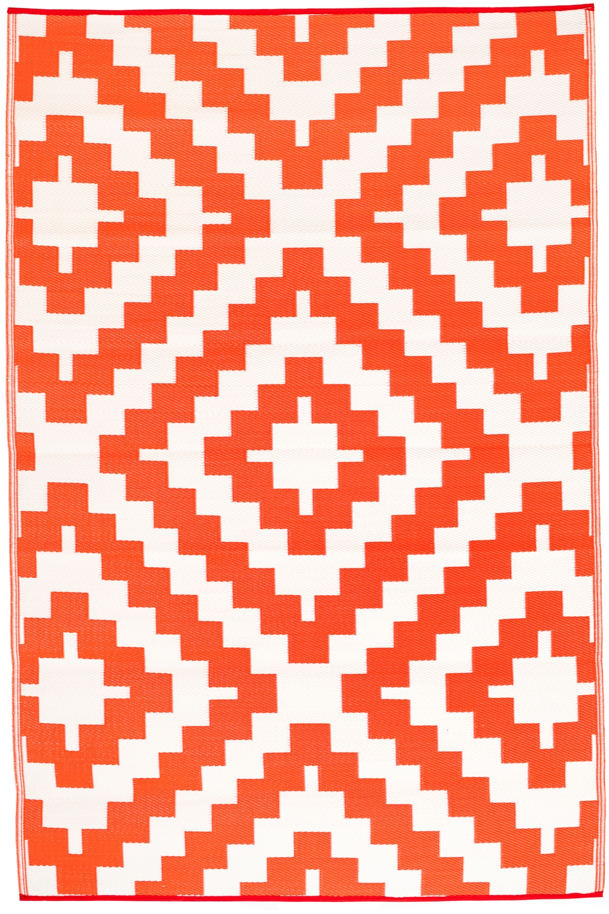 FH Home 657814893511 6 x 9 (ft) Flatweave Polypropylene Nashville - Orange Rectangular Indoor/Outdoor Geometric Mid-Century Modern Area rug