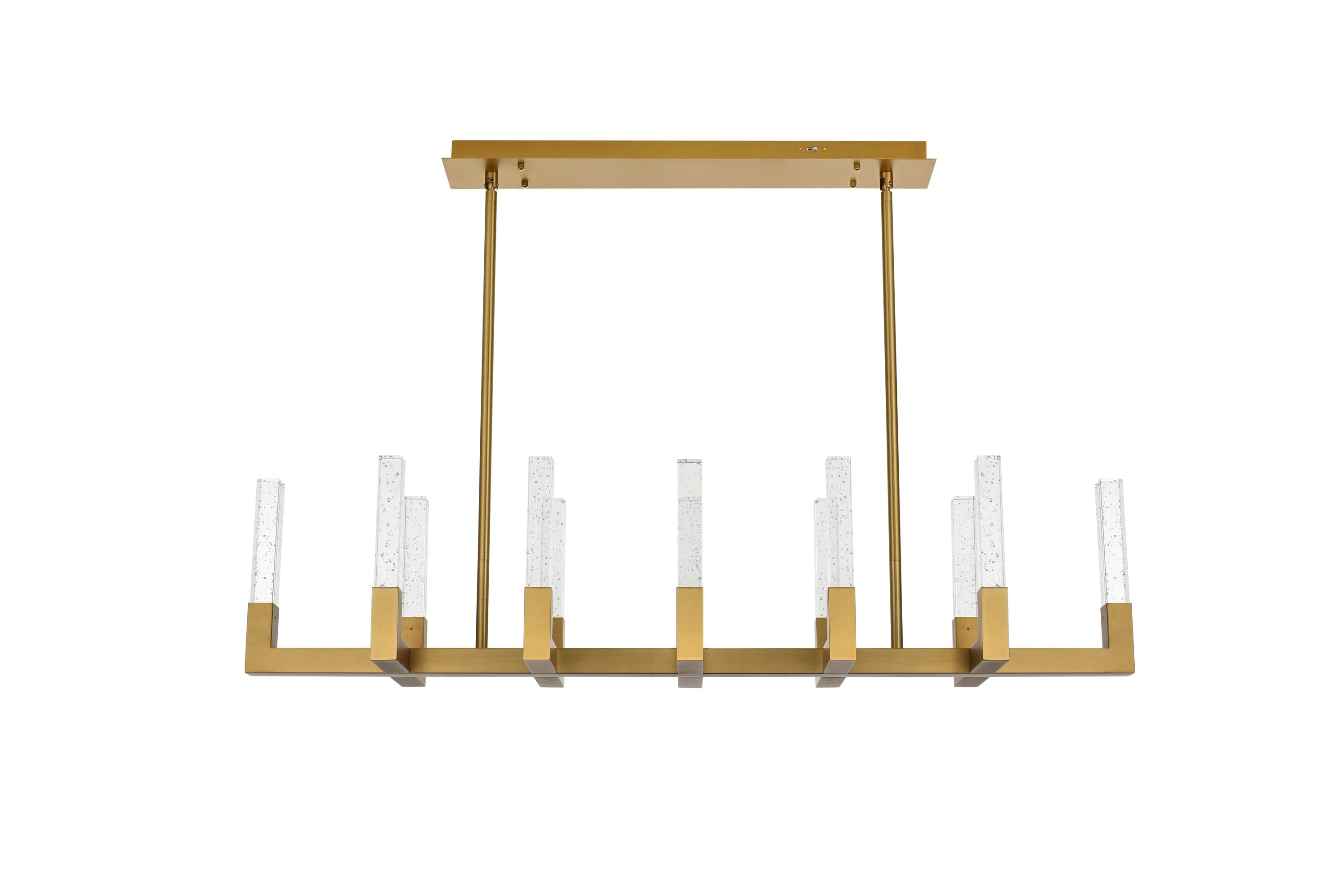 Noemi 51-Inch Satin Gold LED Crystal Island Pendant Light