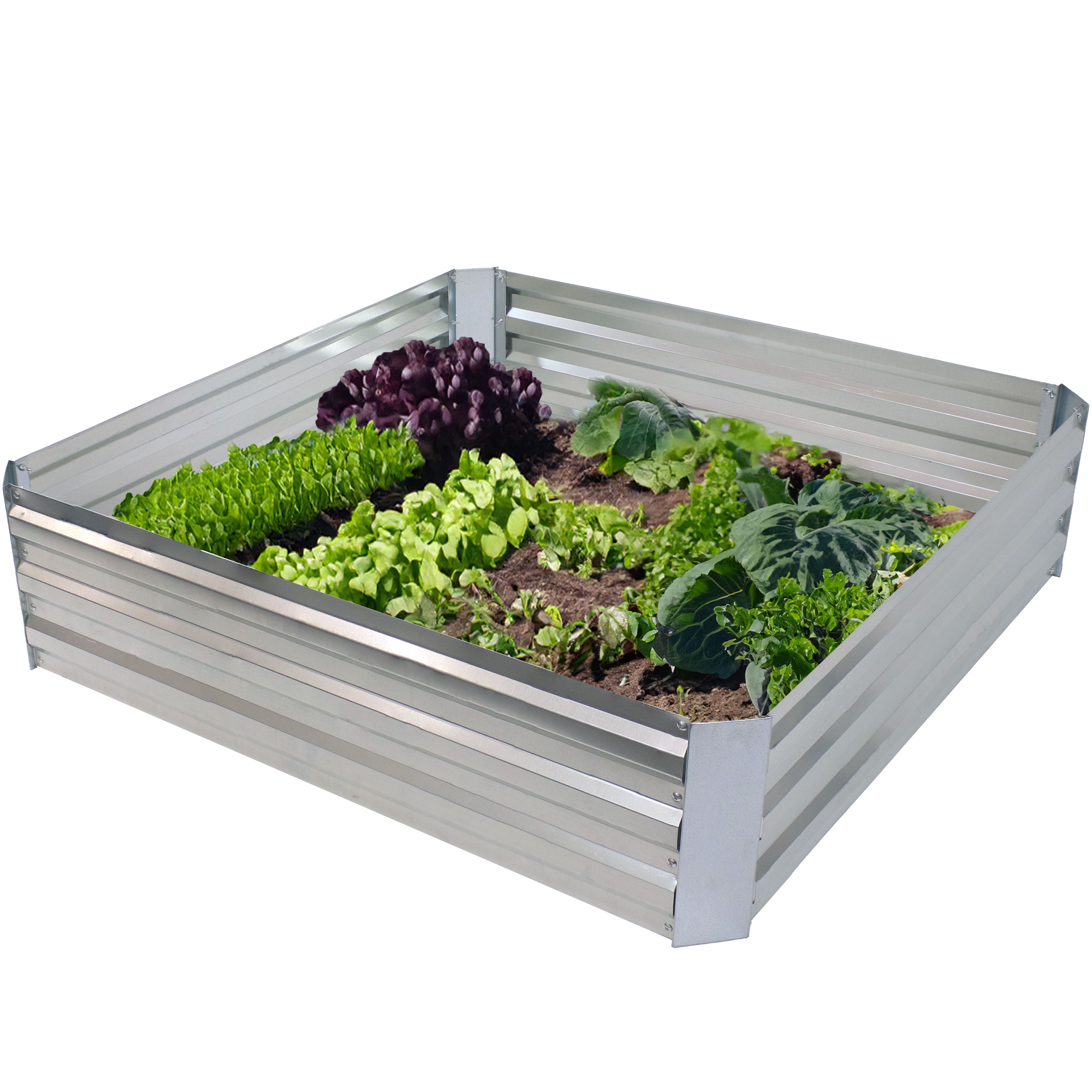 Sunnydaze Decor NPH-632 47-in W x 47-in L x 11.5-in H Elevated Silver Galvanized Metal Raised Garden Bed