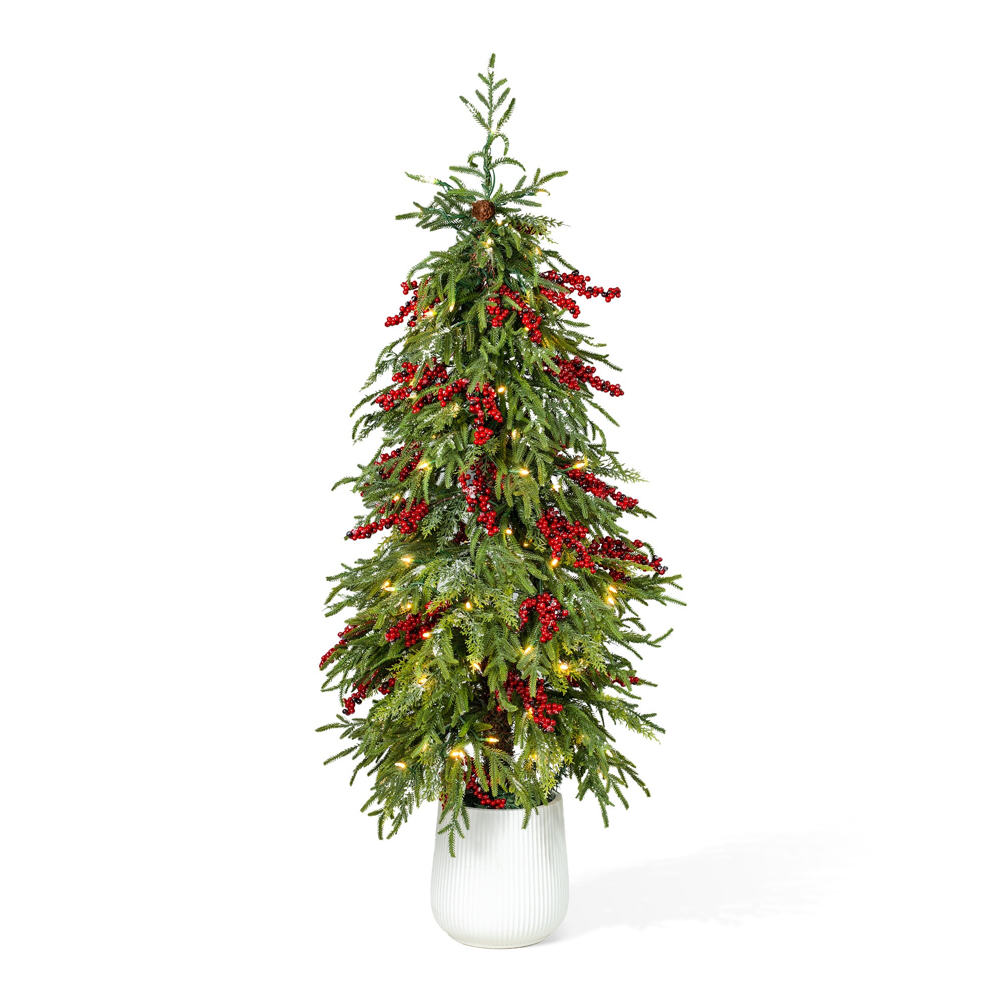 Glitzhome 4.5-ft Pre-lit Artificial Christmas Tree with White LED Lights