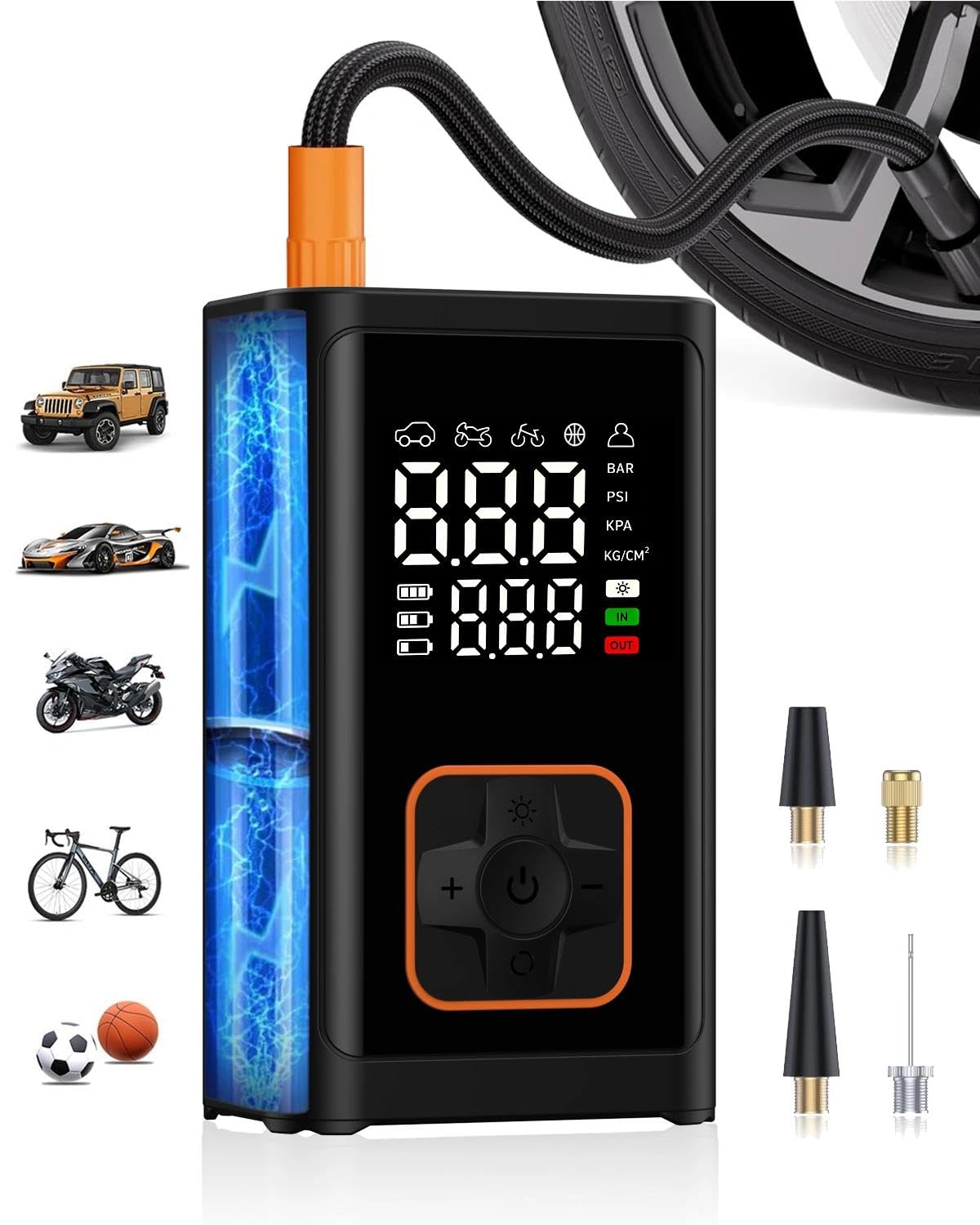 DYRCJ  Portable Tire Inflator Air Compressor 150PSI Cordless with Digital Gauge Auto Shutoff 3 Mode Light for Car Bike Motorcycle Ball Pool Float