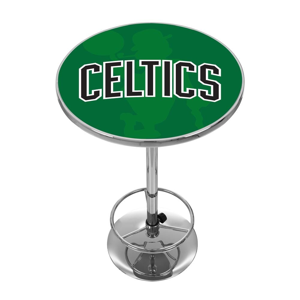 Trademark Gameroom NBA2000-BC2 Boston Celtics Pub Tables Chrome Round Traditional Bar Table, Composite with Metal Pedestal Base 27.375-in L x 42-in H