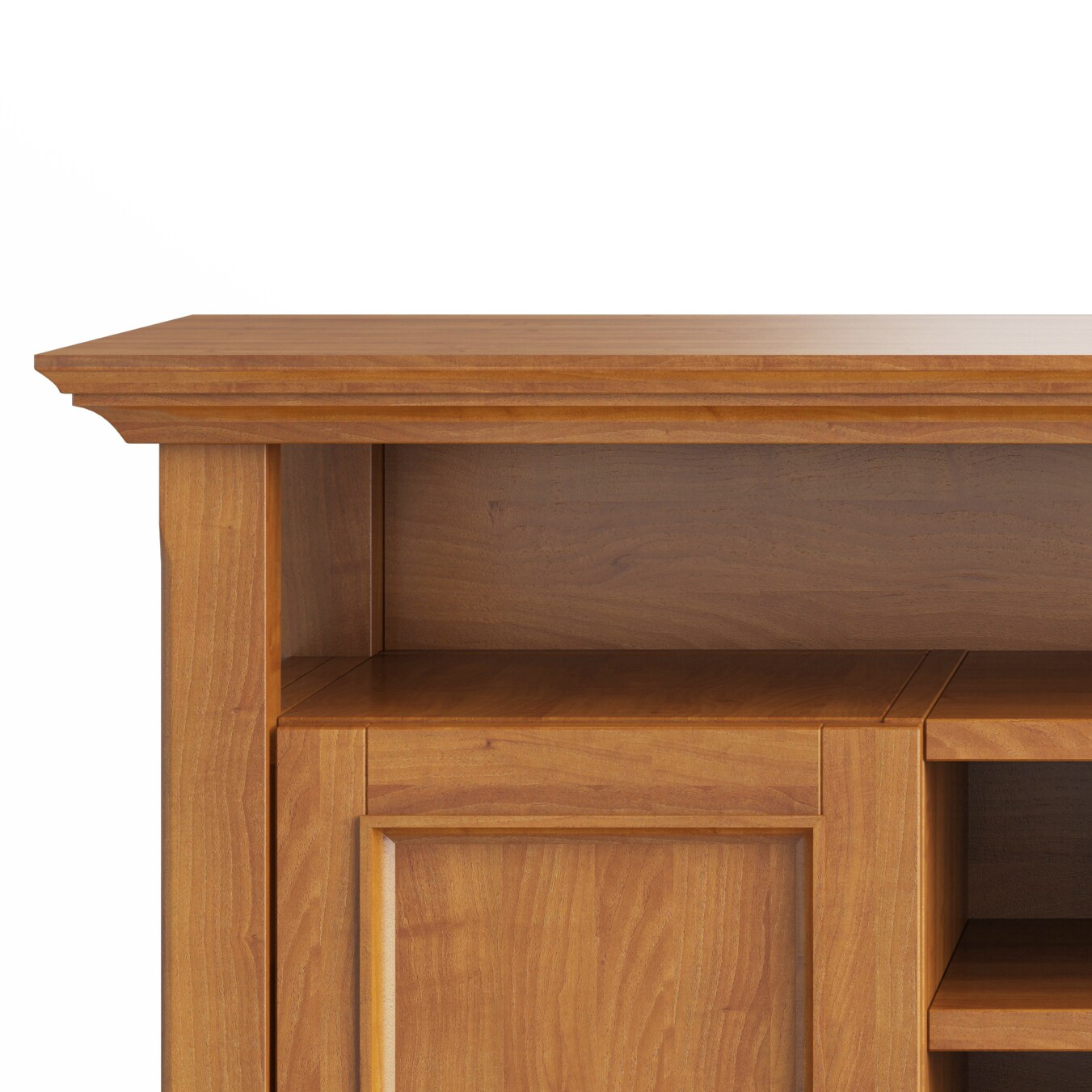Light Golden Brown Solid Wood TV Media Stand with Cabinets