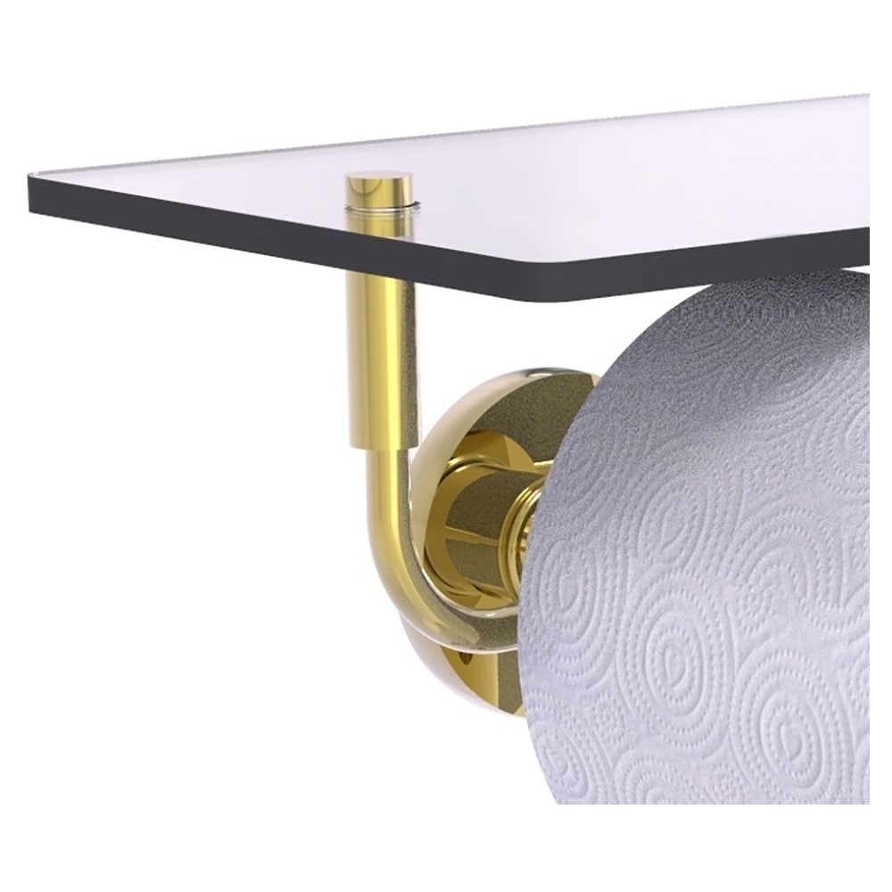 Allied Brass Prestige Skyline Unlacquered Brass Wall Mount Double Post  Toilet Paper Holder with Storage in the Toilet Paper Holders department at