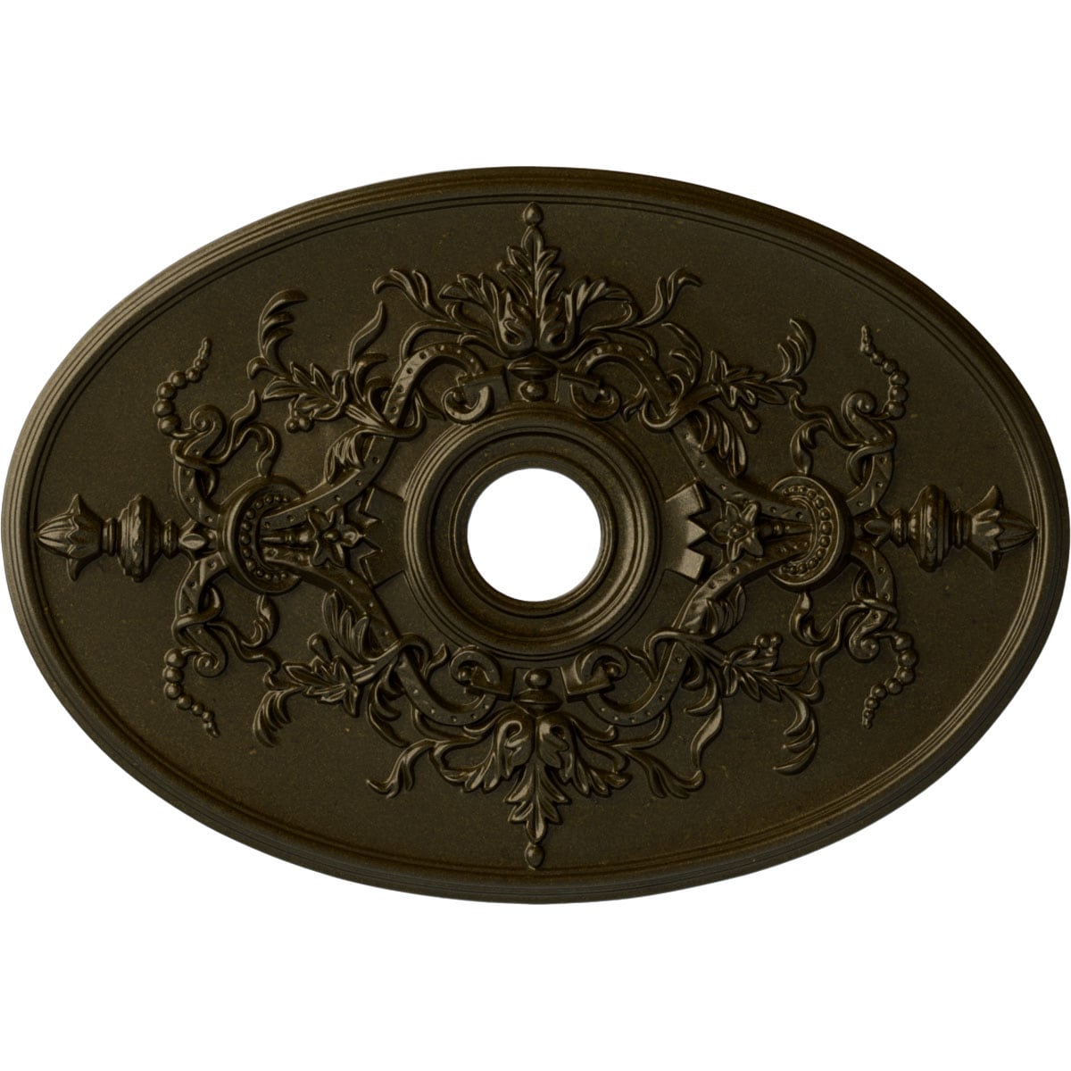 Ekena Millwork CM21X30ALGGS Alexa 21.25-in W x 30.75-in L Painted Green Gold Polyurethane Whole Ceiling Medallion