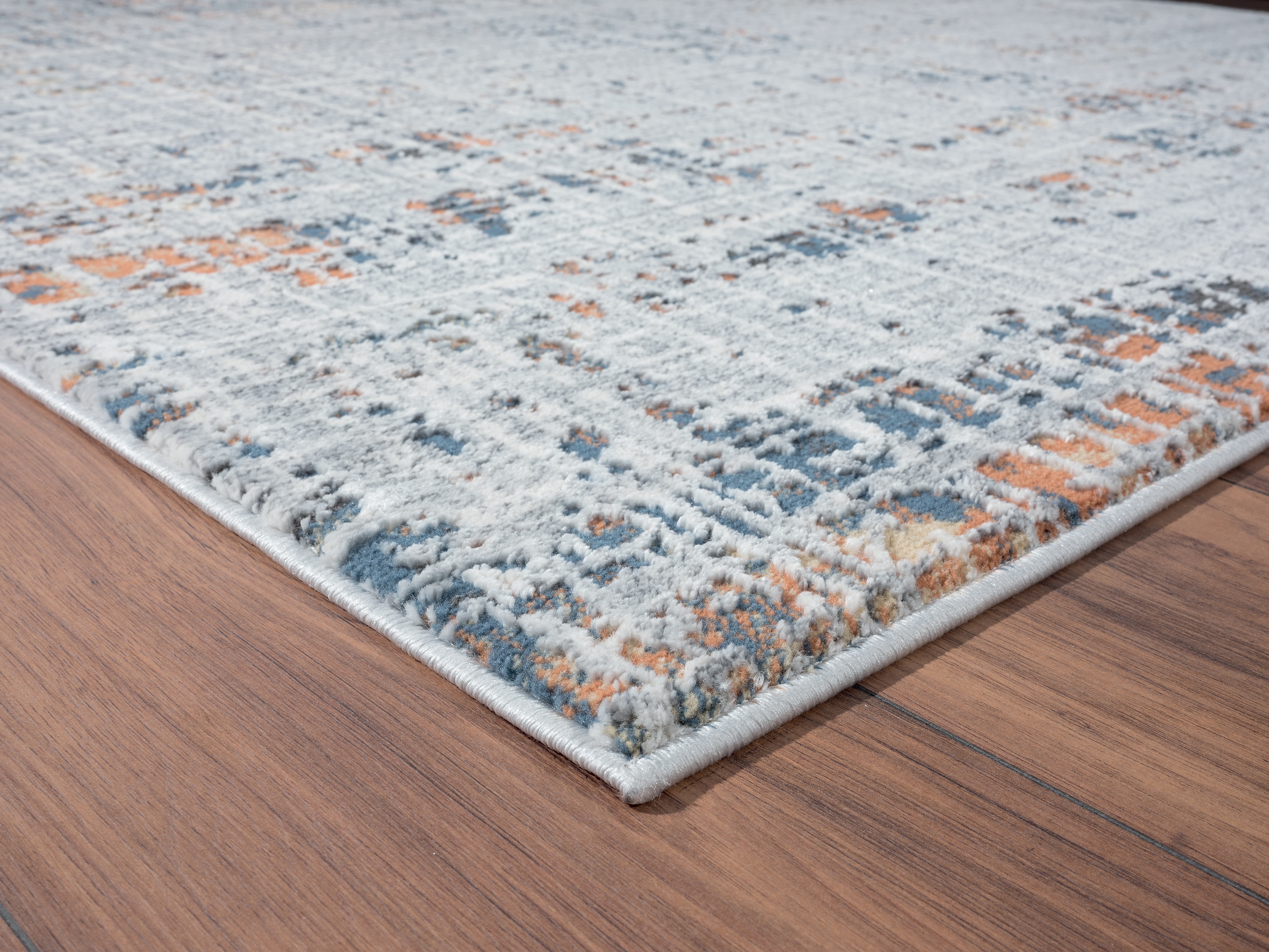 Allure Livia Blue Rectangular Synthetic Area Rug 2' x 3'