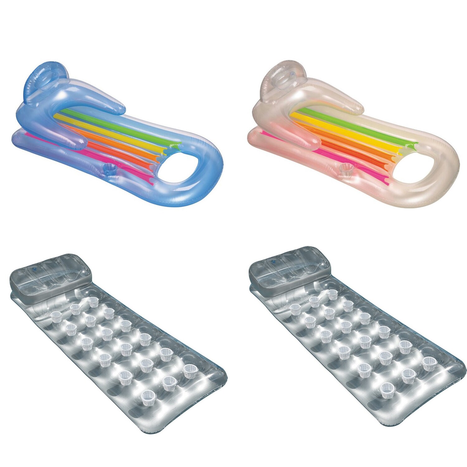 Intex 176885  King Kool Inflatable Lounge Pool Float(2) and 18-Pocket Suntanner Float(2)