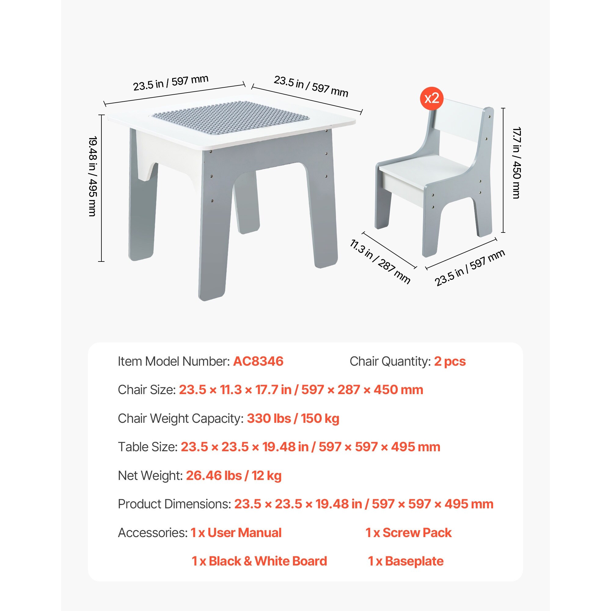 Vorene S-RC3QSDBZO6KW Kids-Play-Tables - View #2