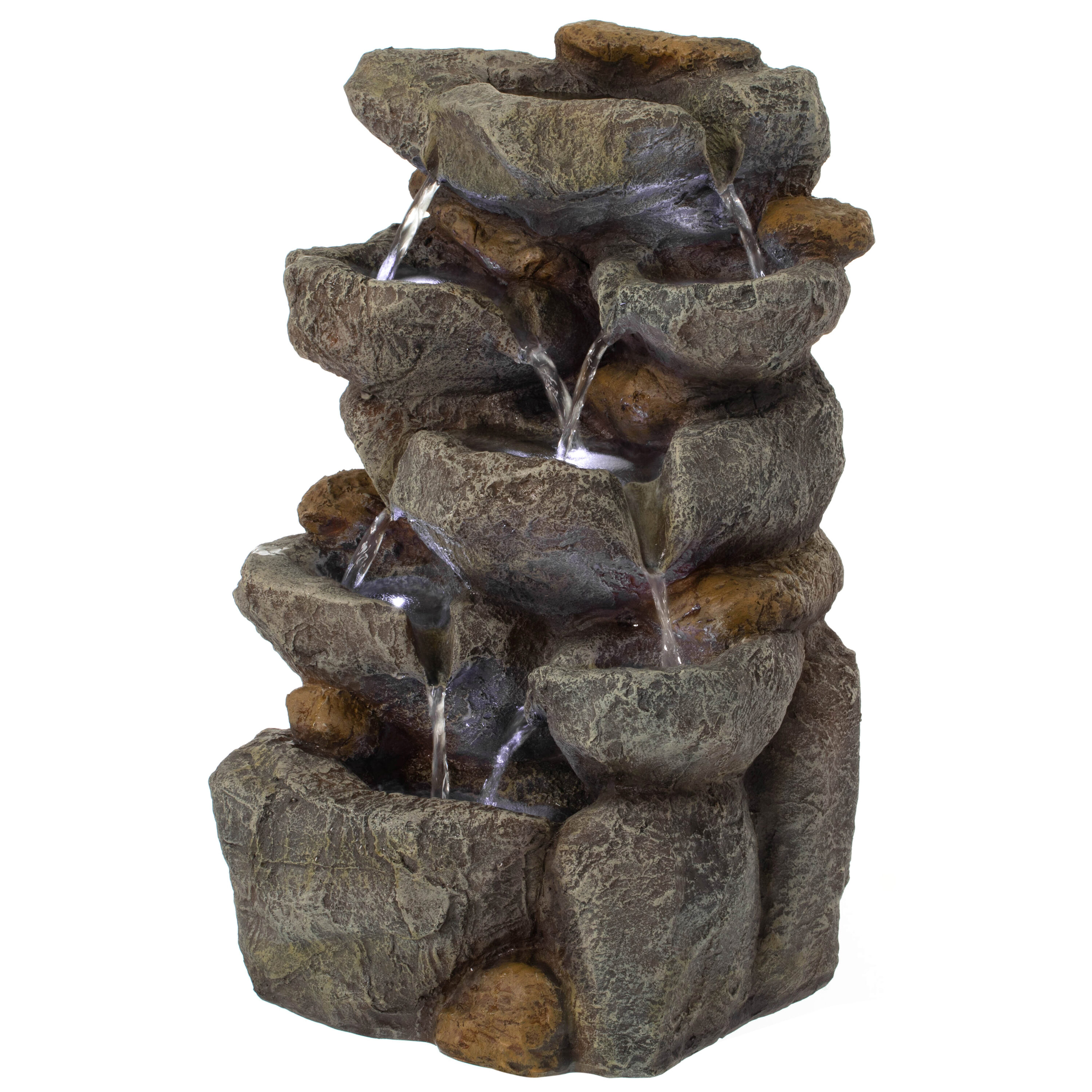 Gardenised QI004632 18.5-in H Resin Electric Powered Rock Waterfall Outdoor Fountain