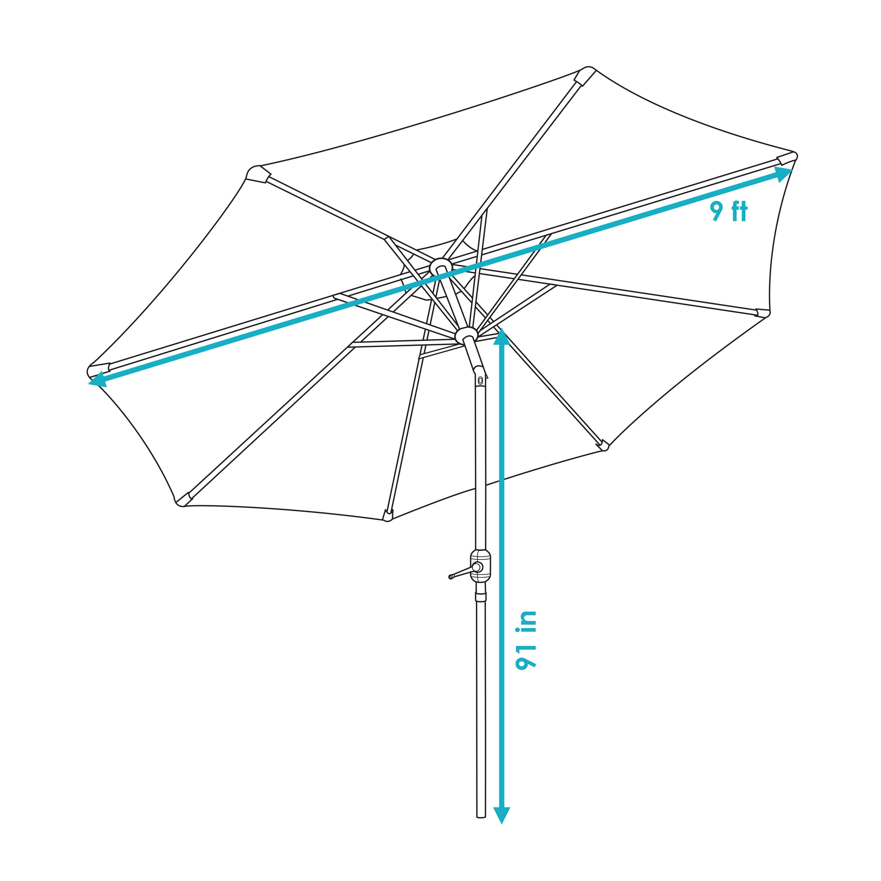 9-Foot Red and Beige Striped Aluminum Patio Umbrella