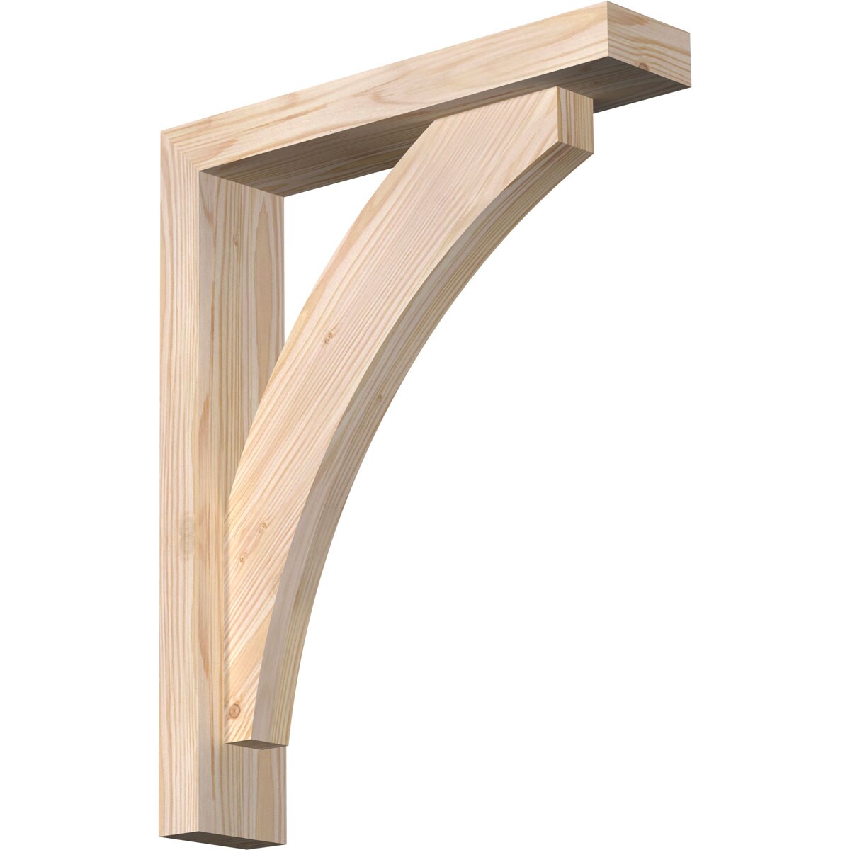 Ekena Millwork 1464109 Thorton Block Smooth Bracket with Offset Brace Douglas Fir Wood Standard Bracket