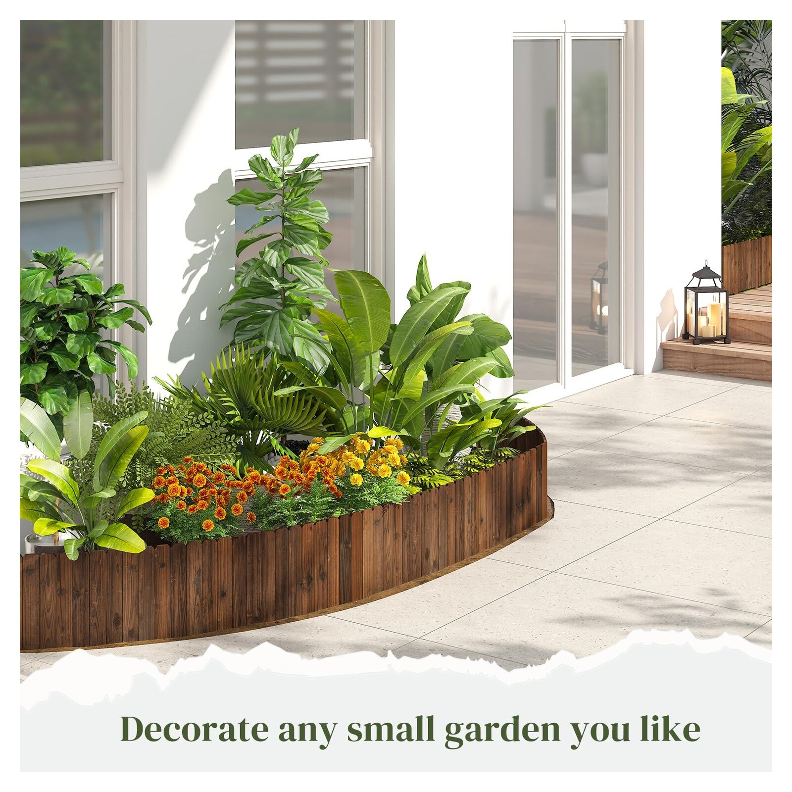 KIWDZFU 12FT Wooden Garden Fence Wood Garden Edging Border No Dig