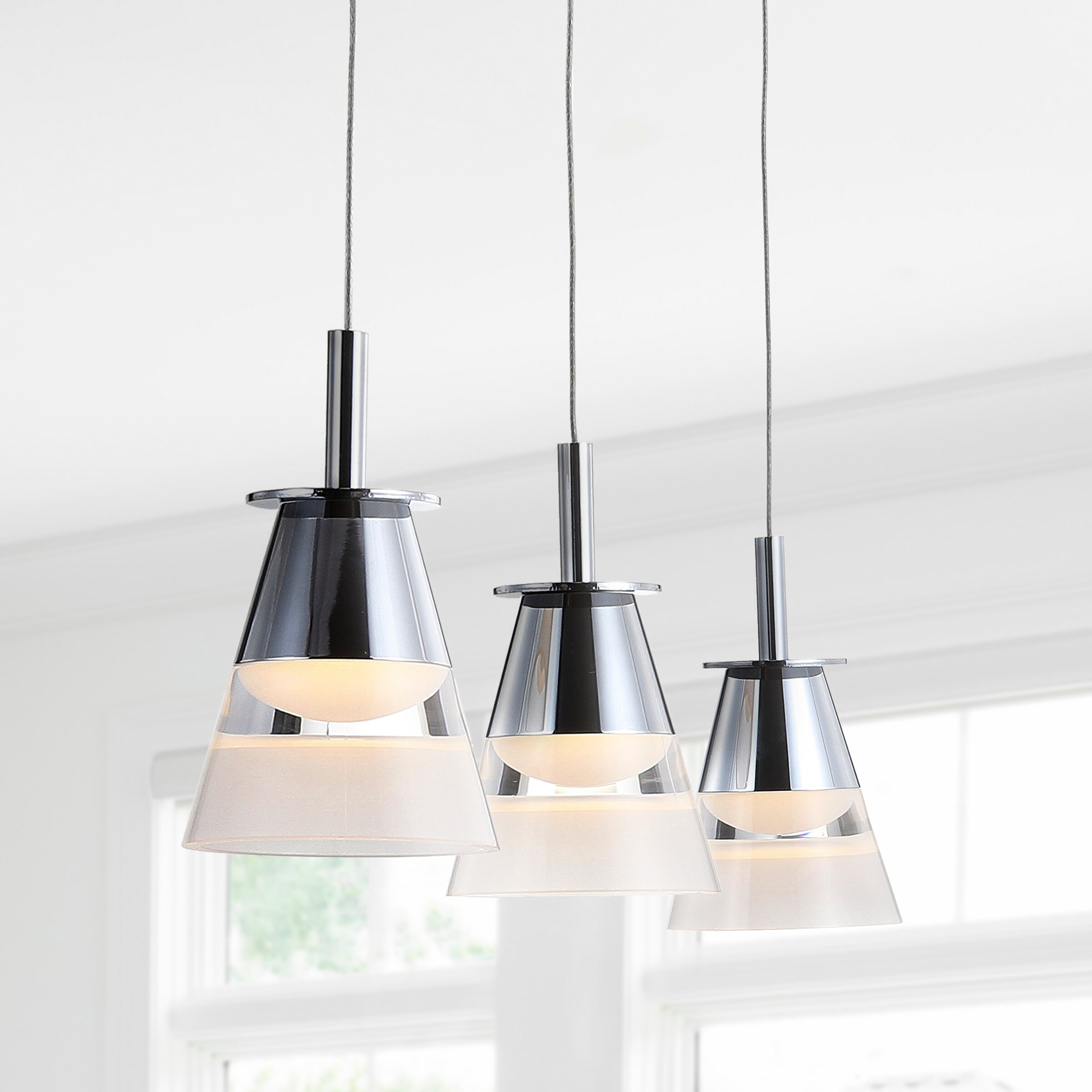 Alain 19.5" Chrome Glass LED Pendant Light