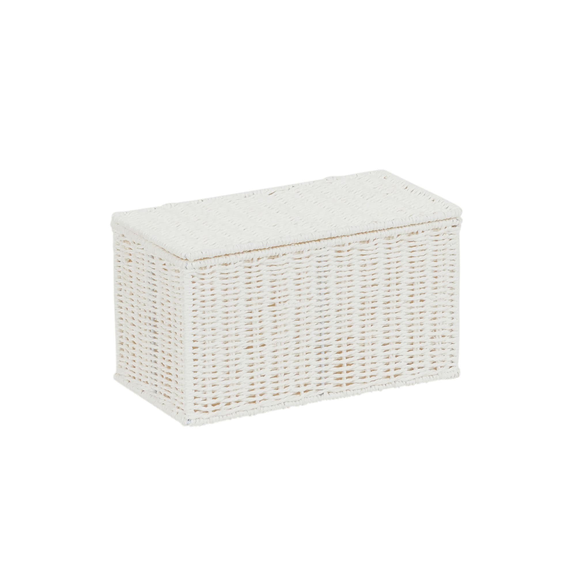 Household Essentials Small Wicker Basket with Lid Multipurpose Storage Basket for Bathrooms Shelves Desks Vanities Closets and More #HHML-7113