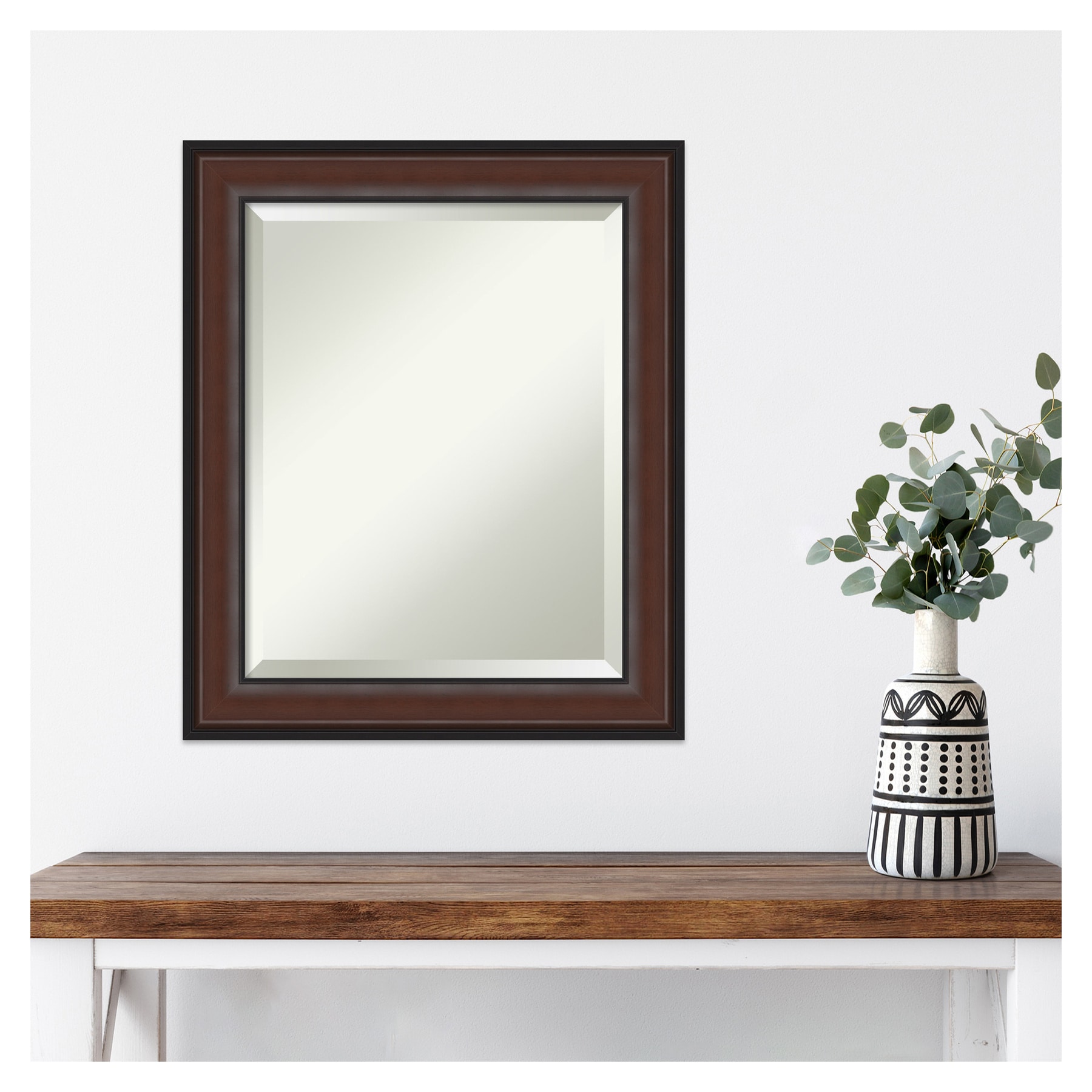 Harvard Walnut Beveled Framed Rectangular Wall Mirror