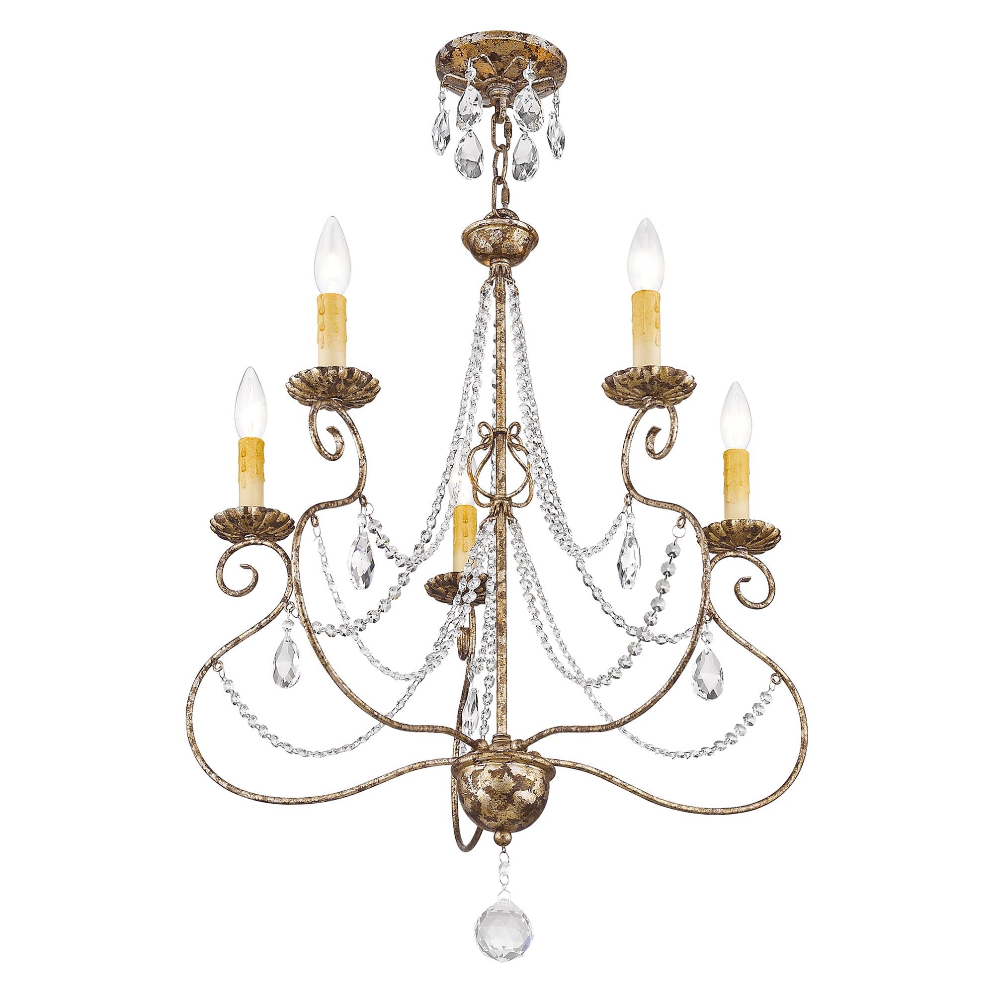 Isabella European Bronze 5-Light Crystal Chandelier