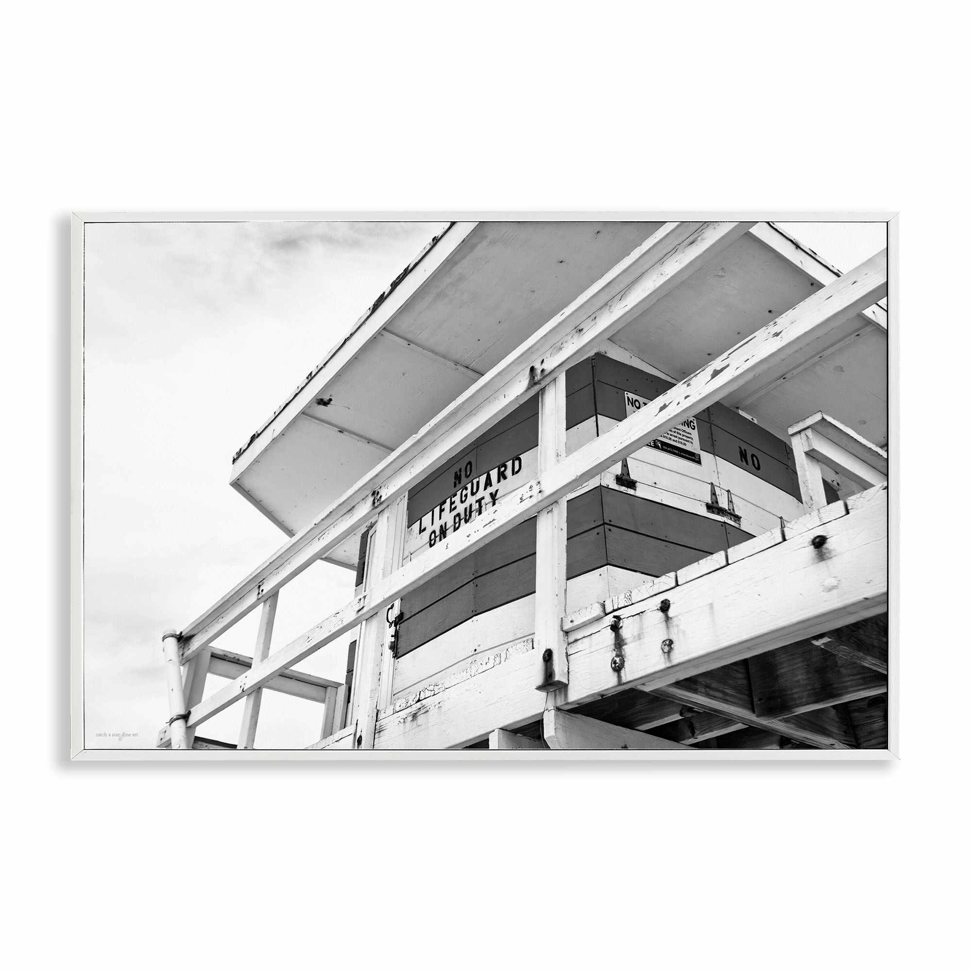 Stupell Industries BT-556-WFR-16X24 Lifeguard Building on Beach Framed Giclee design by Seven Trees Design