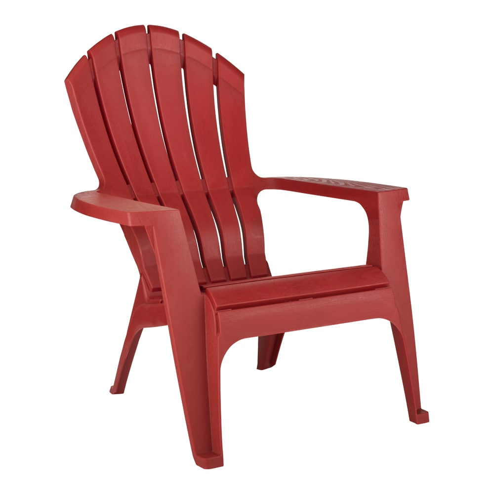 Adams Manufacturing 8371-95-4700 RealComfort Stackable Red Resin Frame Stationary Adirondack Chair with Solid Seat